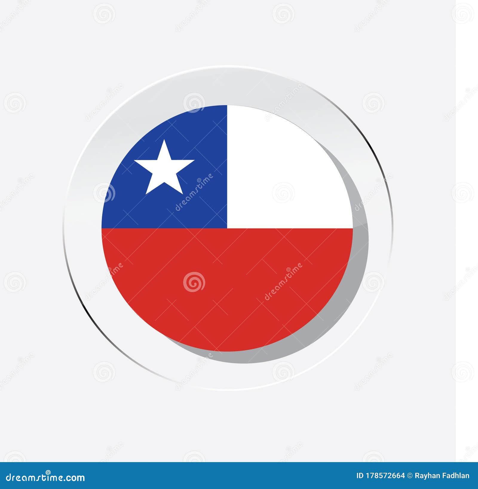 Circle Flag of Chile Country Flag Vector Illustration Stock Vector