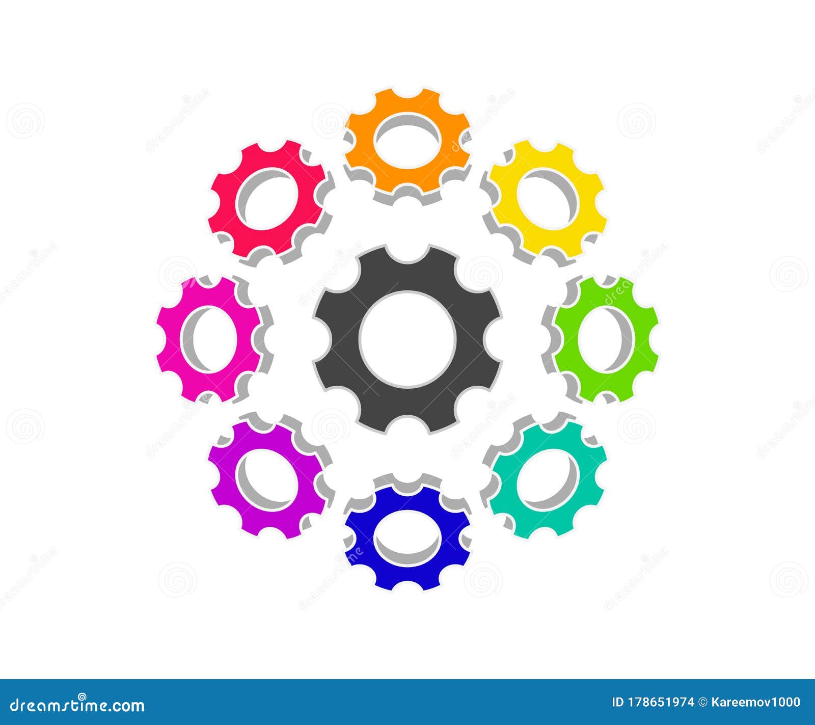 Vibrant and Colorful Gears Set Stock Vector Illustration of colorful