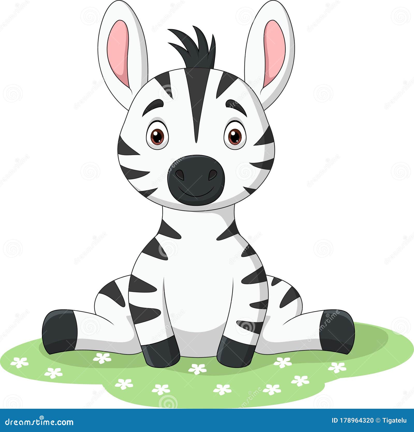 Download Cute Baby Zebra Sitting In The Grass Stock Vector - Illustration of lawn, character: 178964320