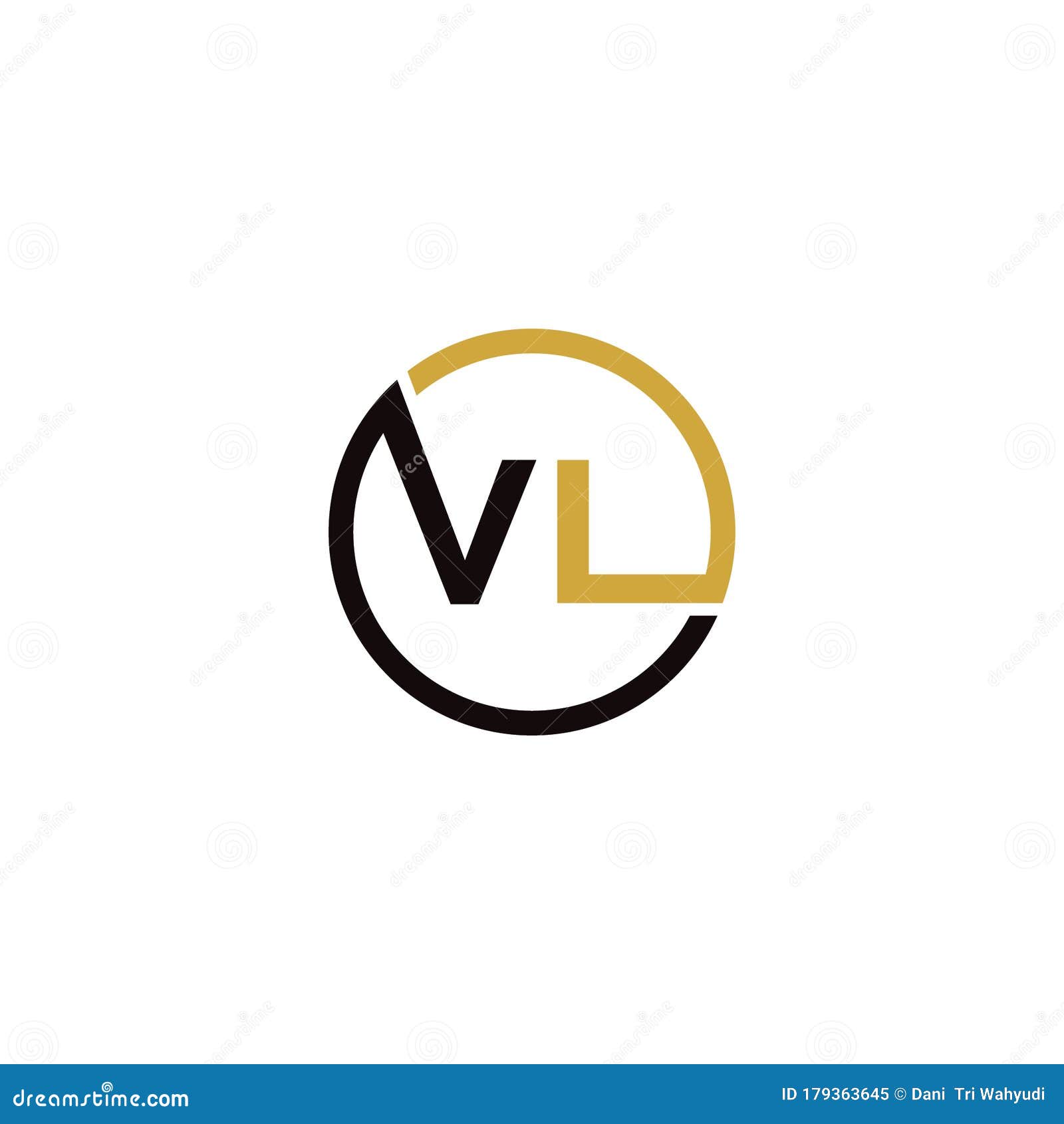 Golden Vl Monogram Isolated In White Stock Illustration - Download