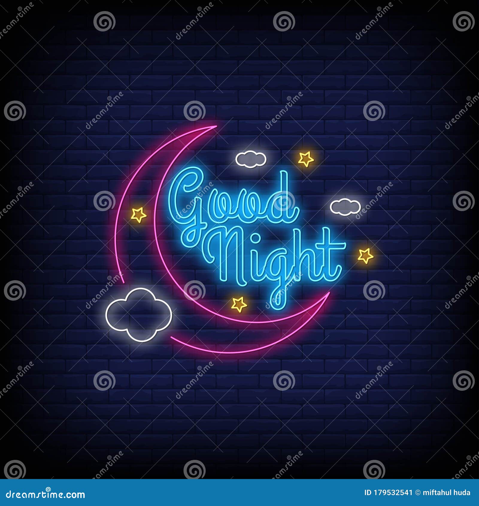 Good Night Neon Signs Style Text Vector Stock Vector - Illustration of