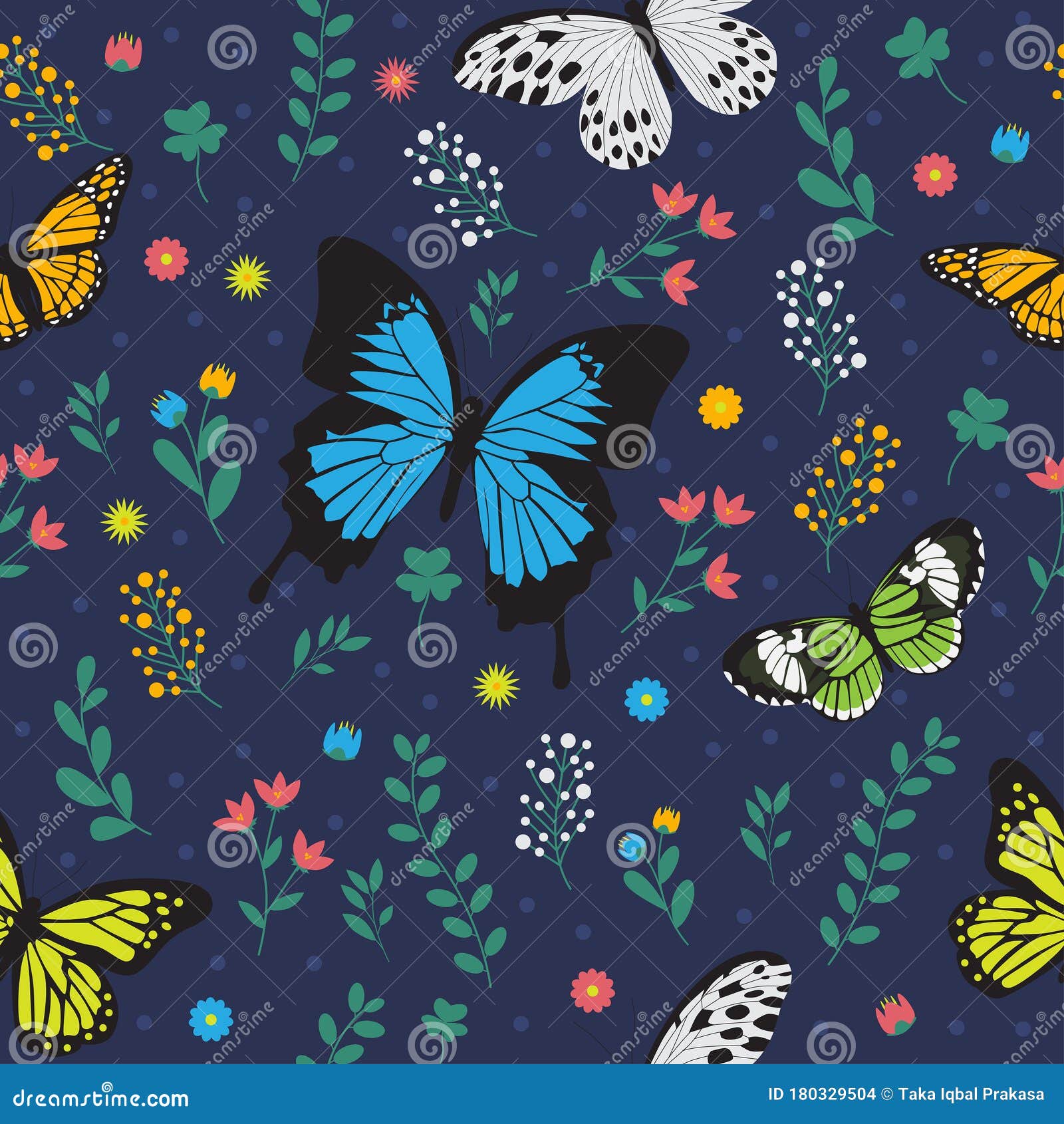 Seamless Floral Butterfly Pattern Stock Vector Illustration of flower