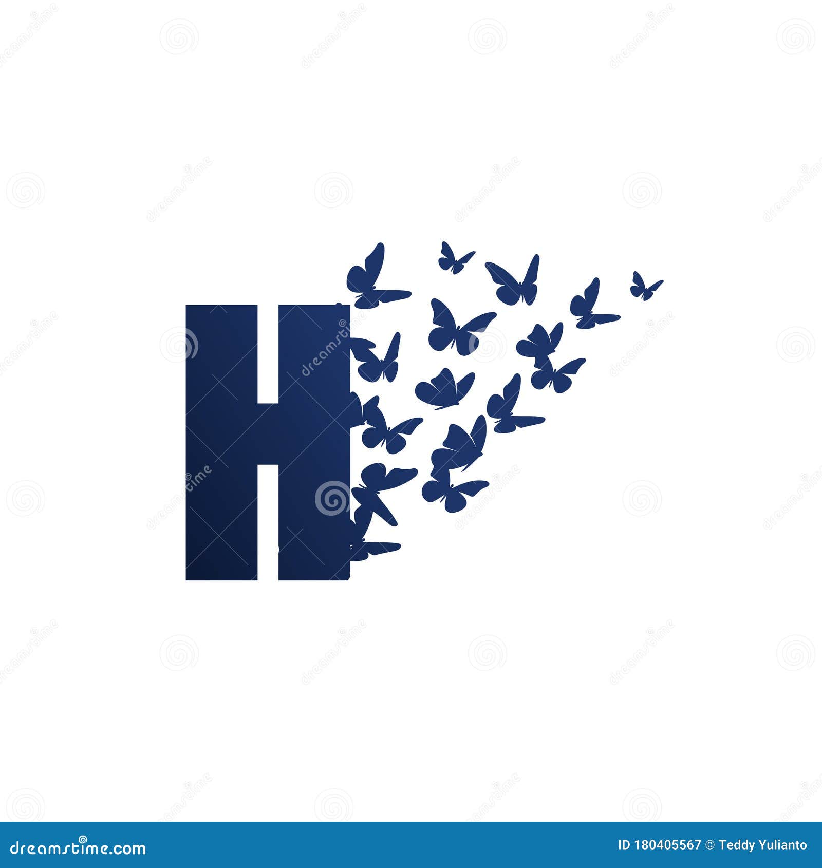 Initial H Butterfly Freedom Logo Stock Vector - Illustration of ...