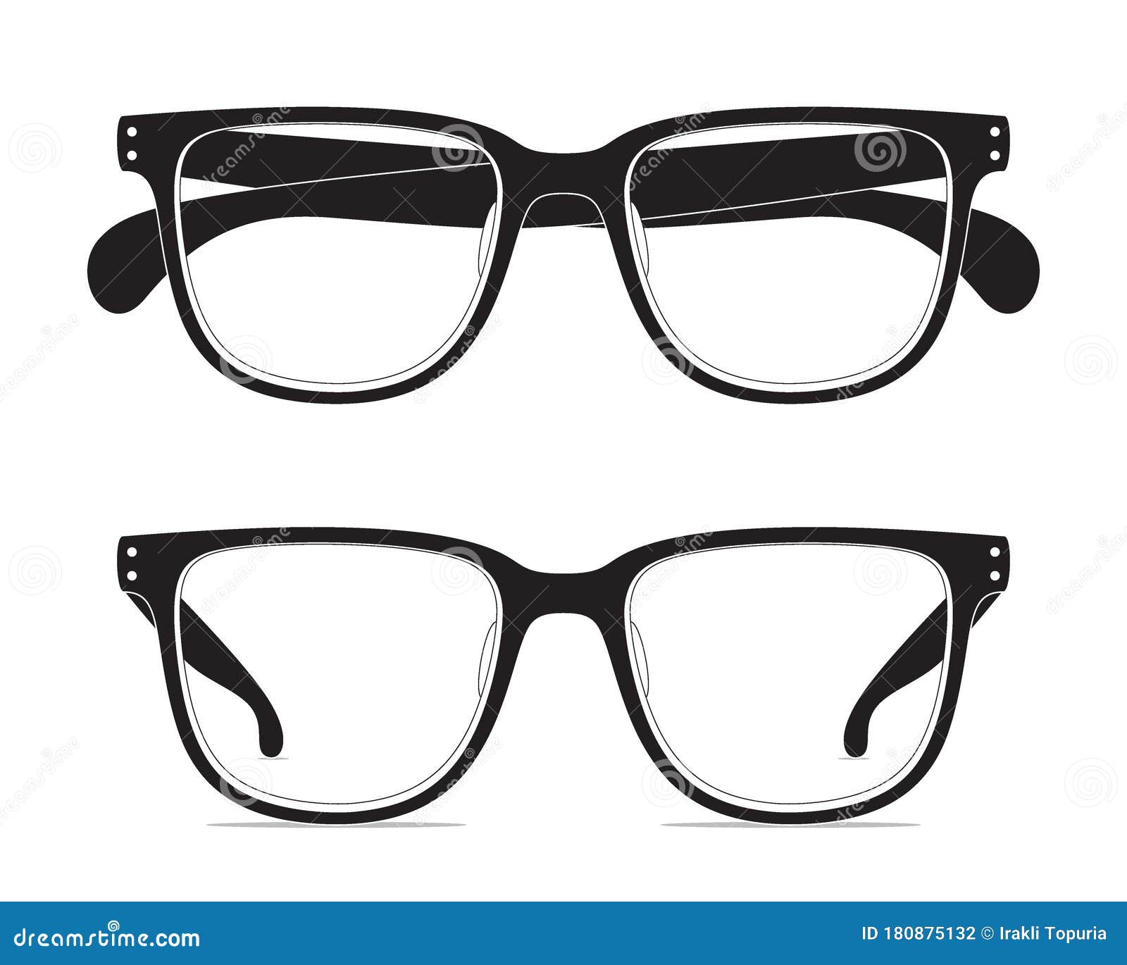 Contour Drawing of Classic Shape Eyeglasses. Stock Vector