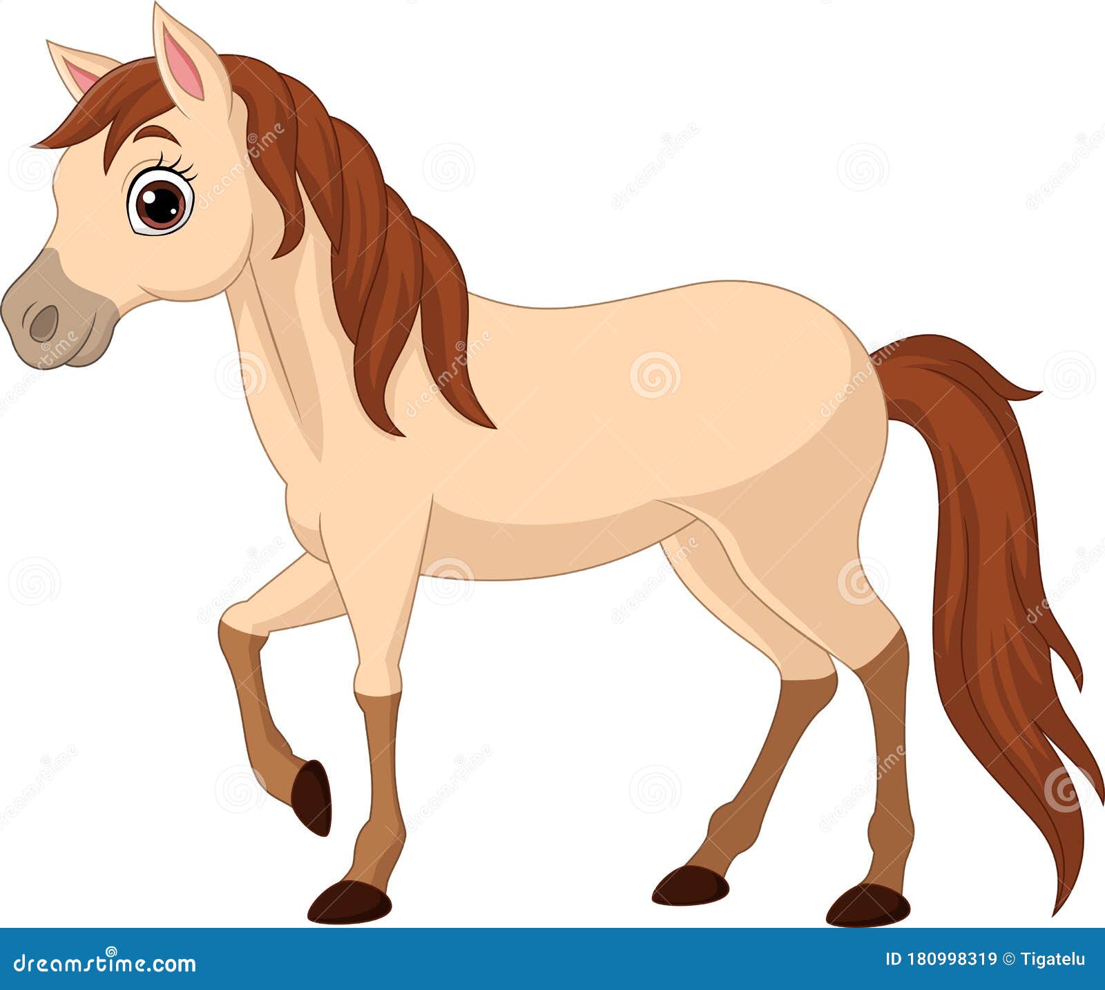 Download Cartoon Brown Horse Isolated On White Background Stock ...