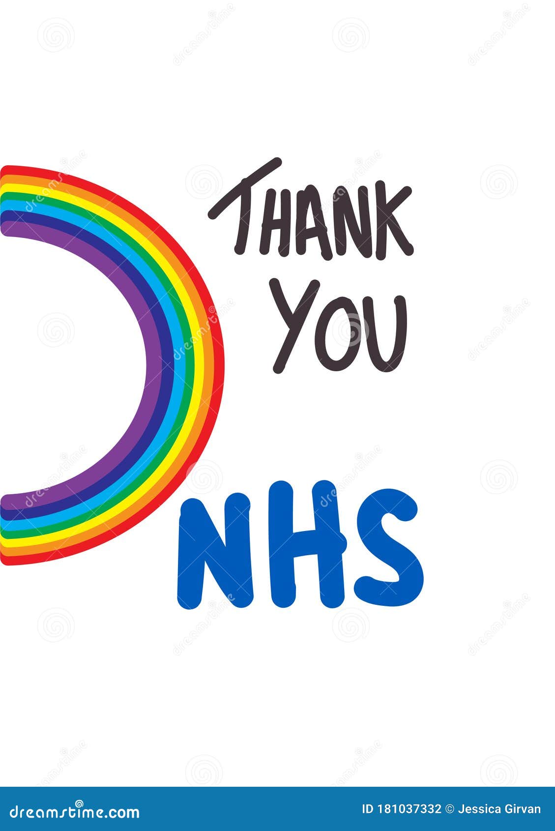 thank you nhs rainbow picture stock vector illustration