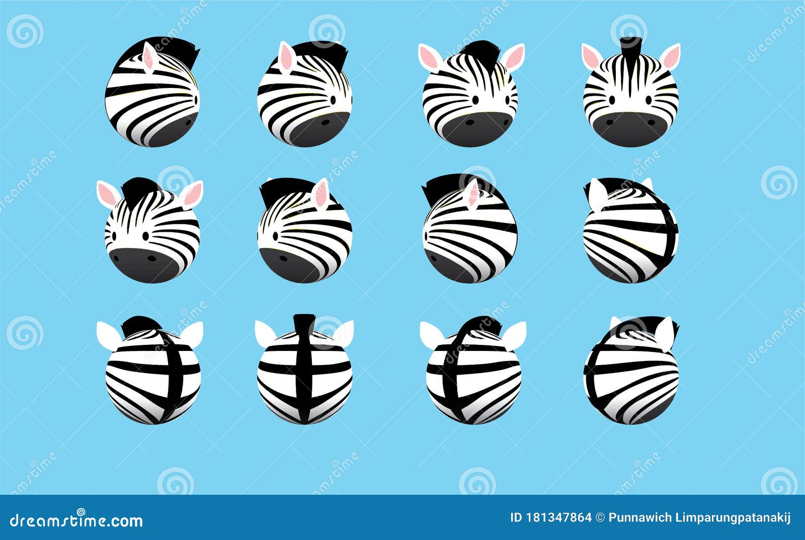 Animal Head Zebra Animate Spinning Vector Illustration Stock Vector Illustration of animal