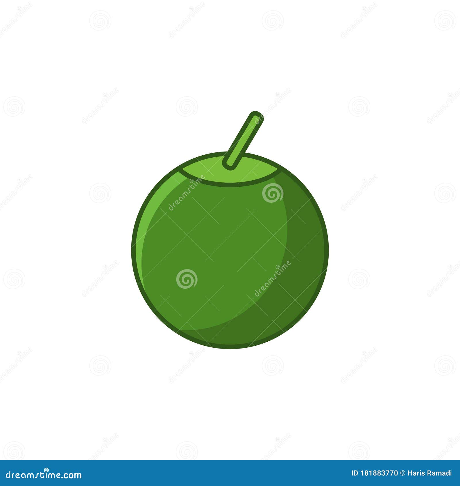 Illustration of Green Coconut, Fresh and Natural with a Green Color Stock Vector Illustration