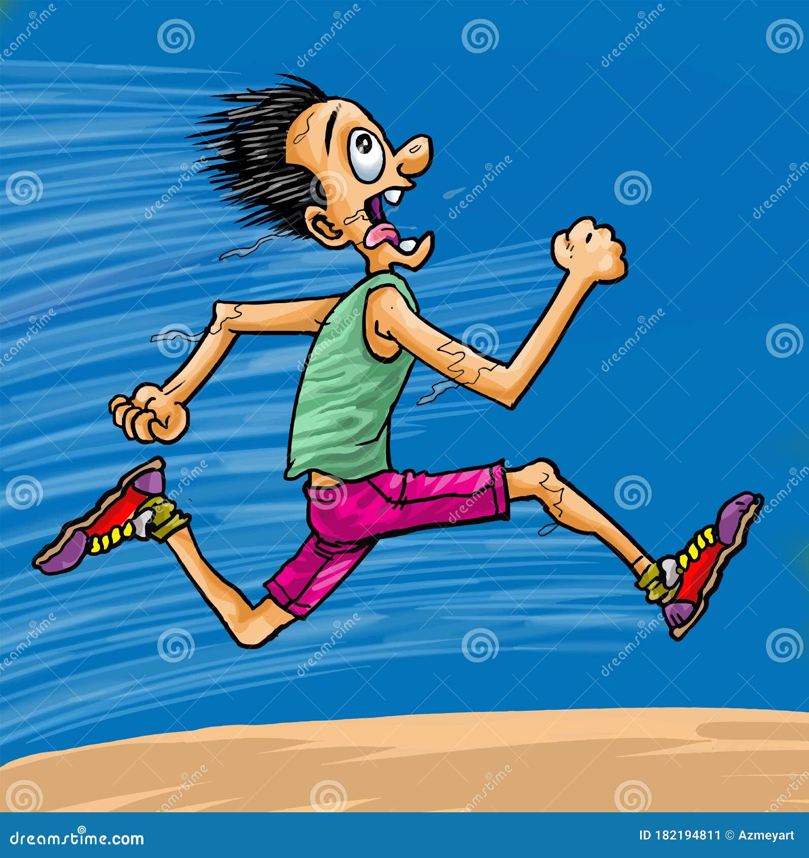 Cartoon the Man Running Fast Stock Vector - Illustration of athletic,  cartoon: 182194811