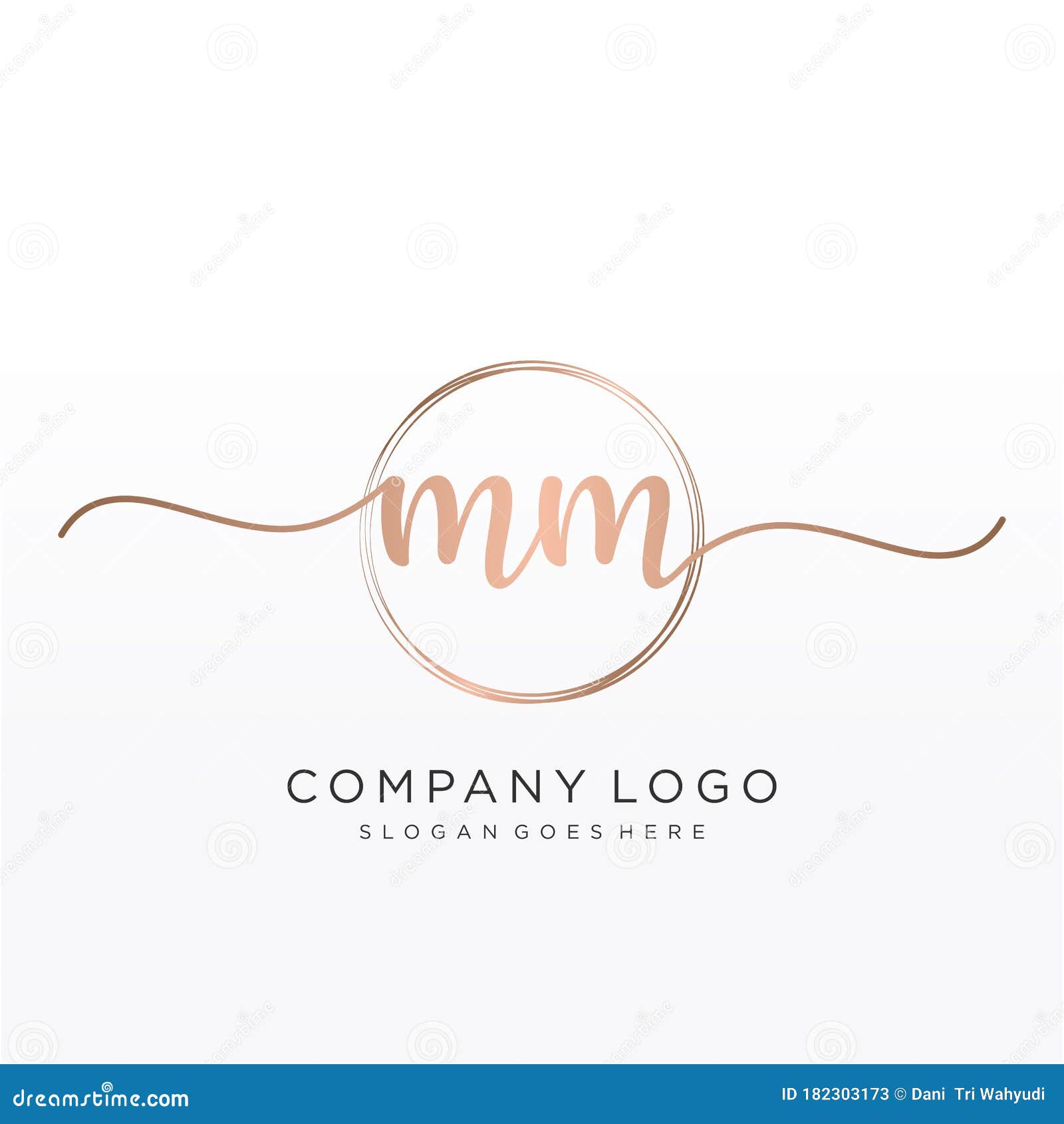 MM Initial Handwriting Logo with Circle Stock Vector - Illustration of ...
