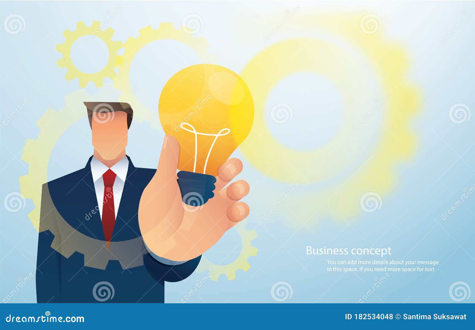 Business Man Holding Lightblub. Creative Concept. Vector Illustration ...