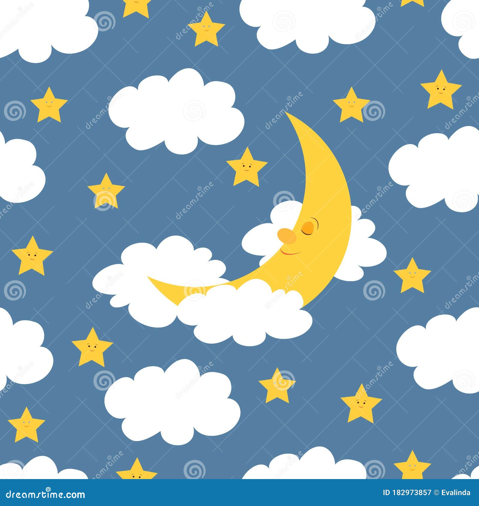 Sleeping Moon Seamless Pattern. Stock Vector - Illustration of calm ...