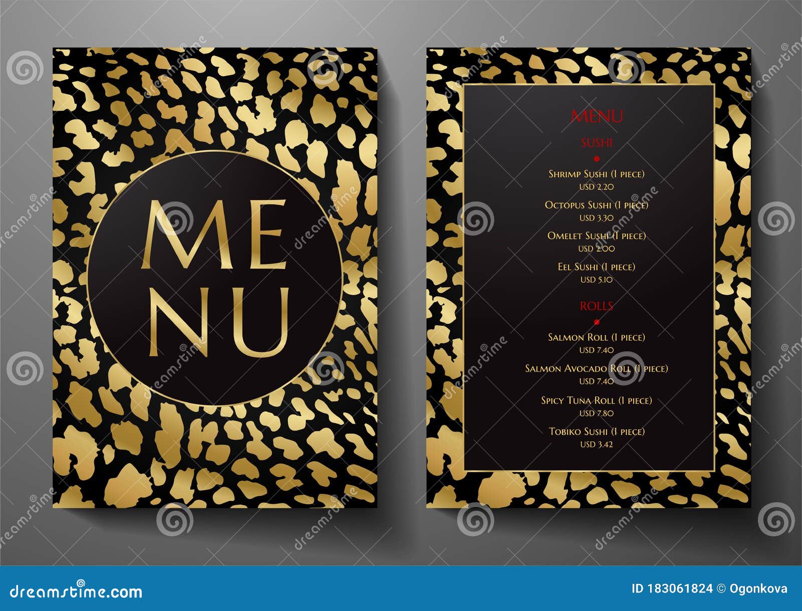 Design Restaurant Menu Template with Animal Print Leopard Stock Vector -  Illustration of black, club: 183061824