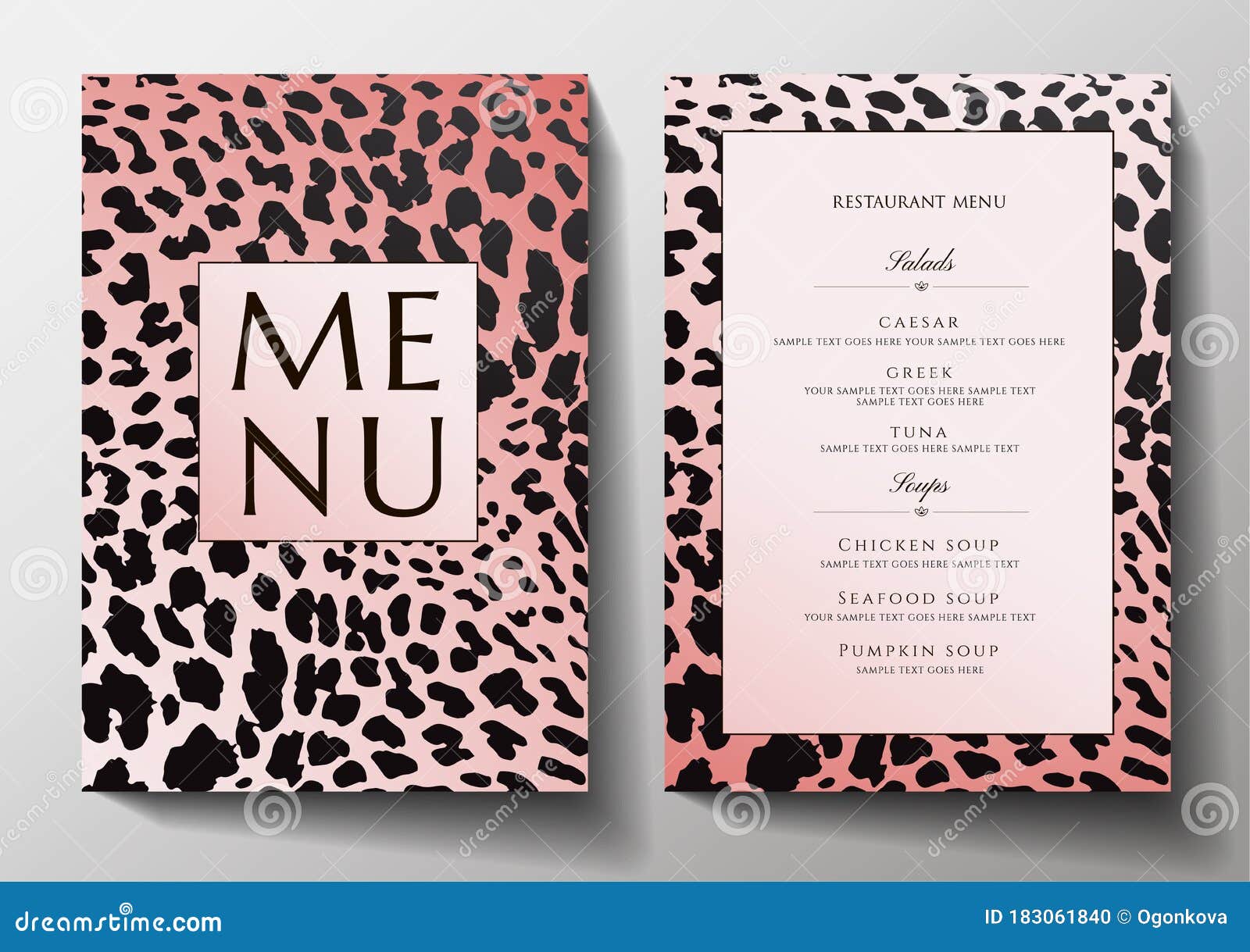Design Restaurant Menu Template with Animal Print Leopard Stock Vector -  Illustration of elegance, dinner: 183061840