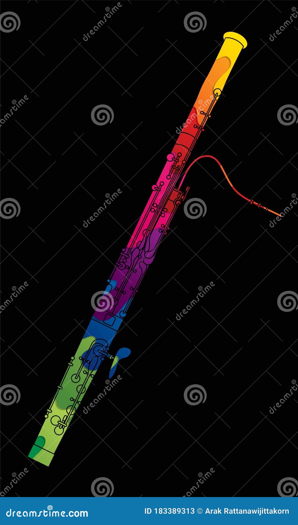 Bassoon Instrument Cartoon Music Graphic Vector Stock Vector