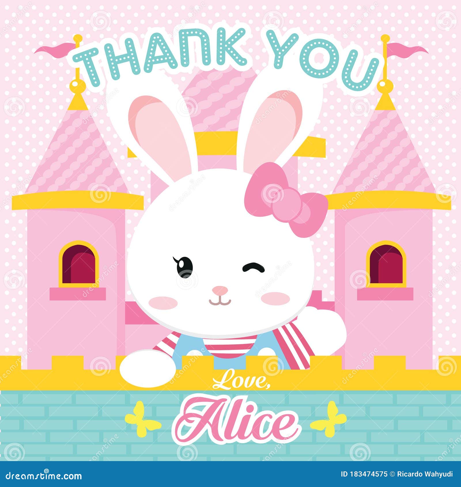 Download Thank You Tag With Princess Bunny Stock Vector ...