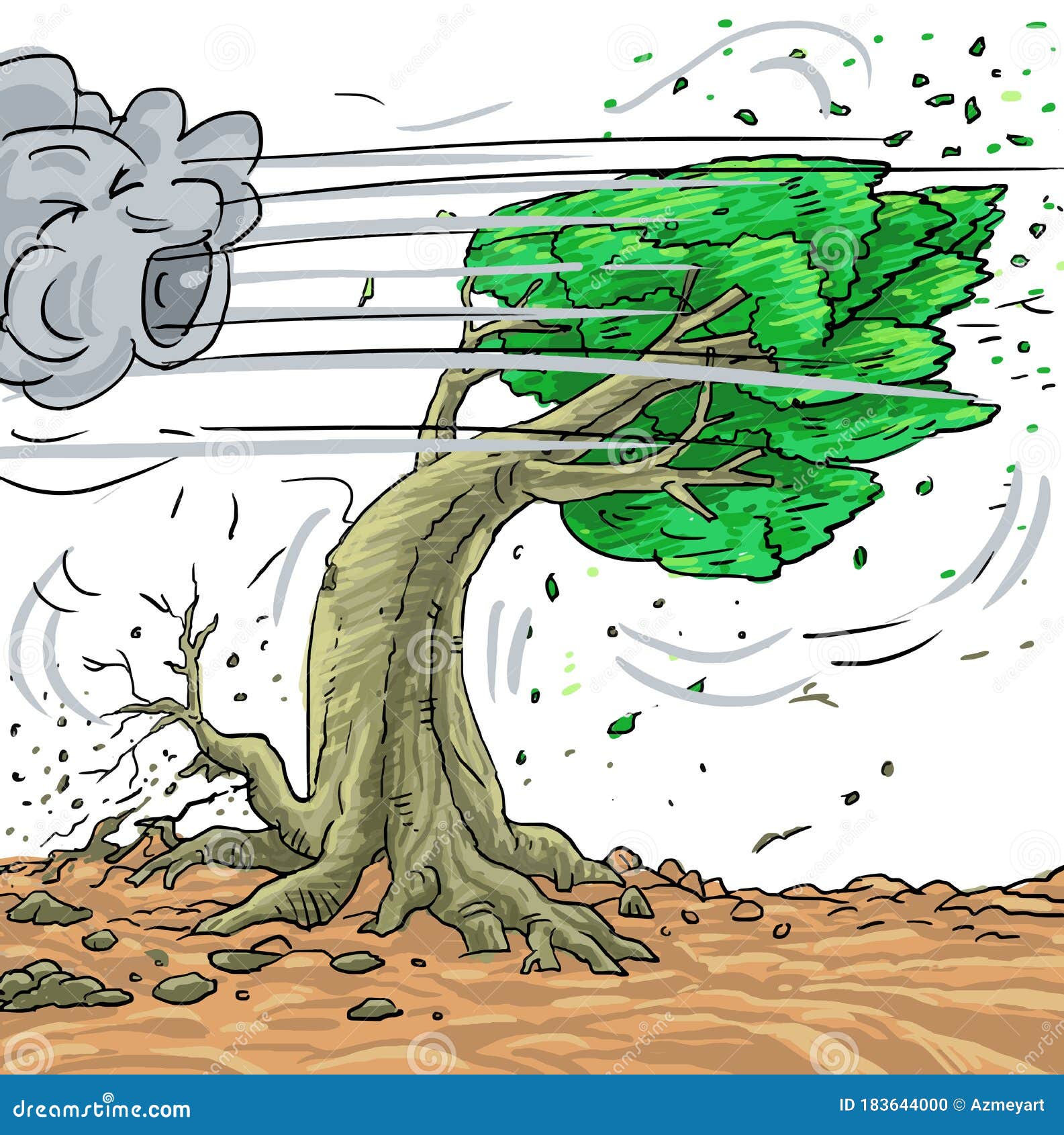 Illustration Strong  Winds  Collapse The Tree Wind  Blowing 