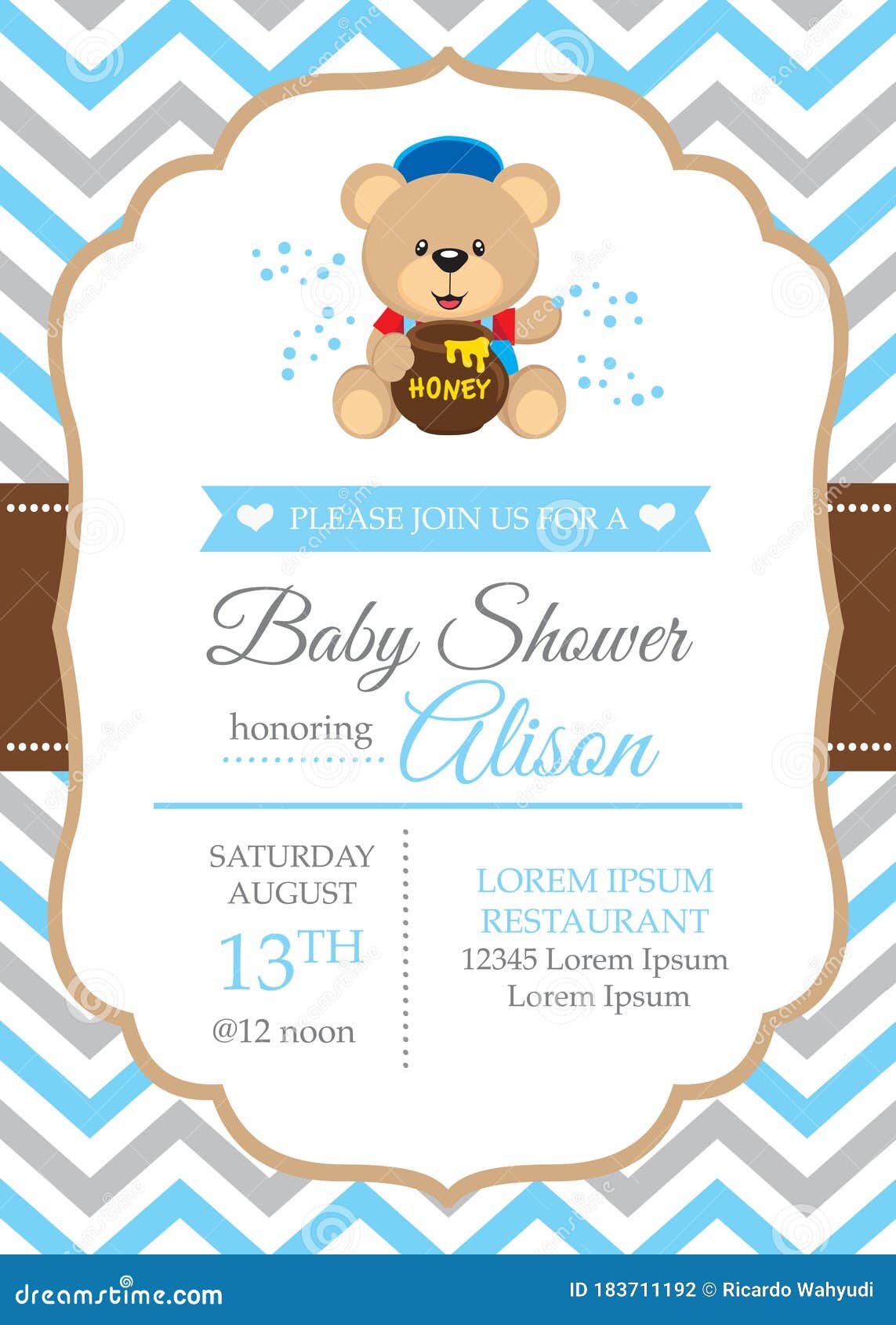 Baby Shower Invitation Template With Boy Bear Stock Vector Illustration Of Shower Magic 183711192