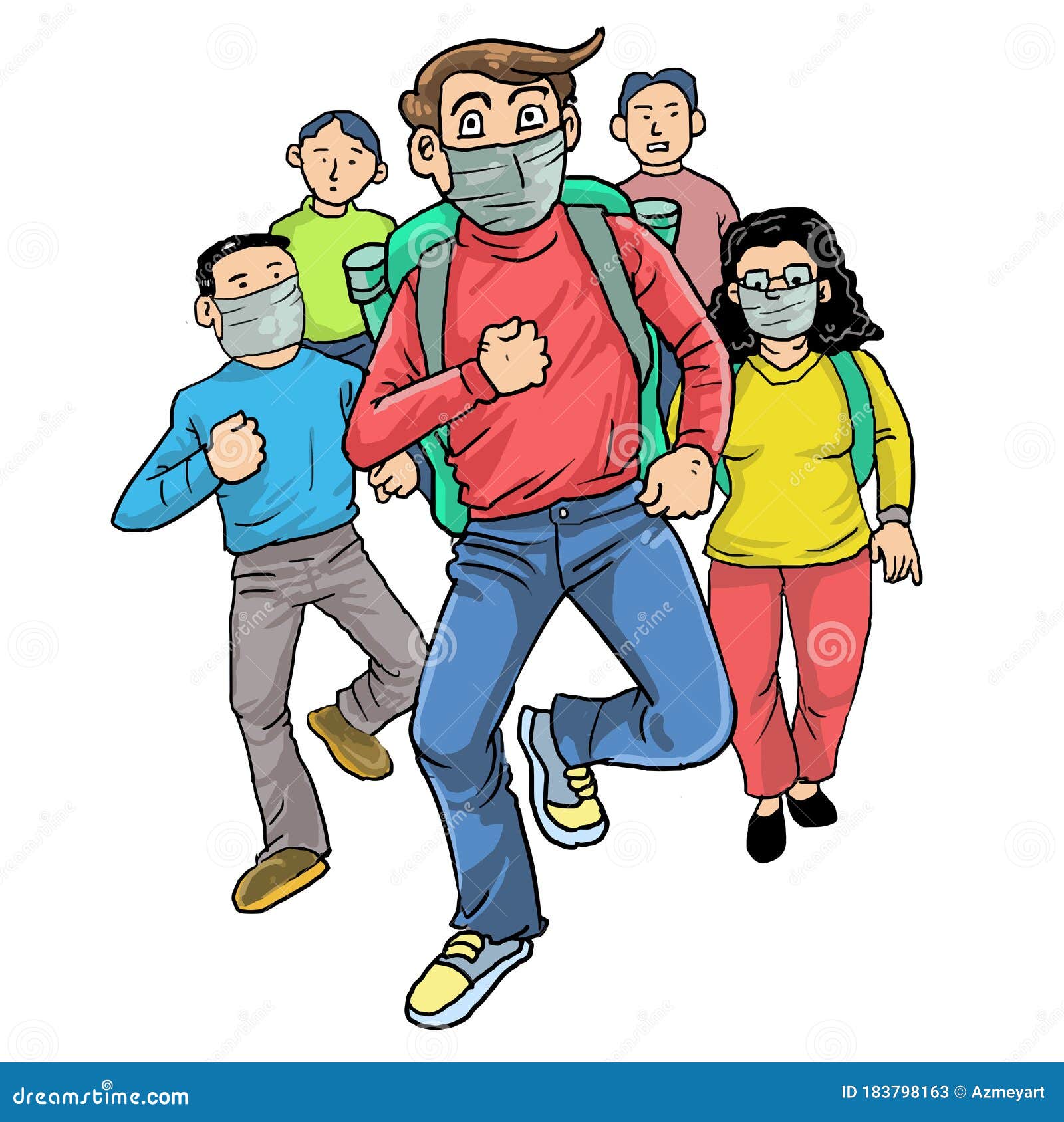 Cartoon Running People Wearing Masks Stock Vector - Illustration of caucasian, fear: 183798163 Cartoon Running People Wearing Masks Stock Vector - Illustration of caucasian, fear: 183798163