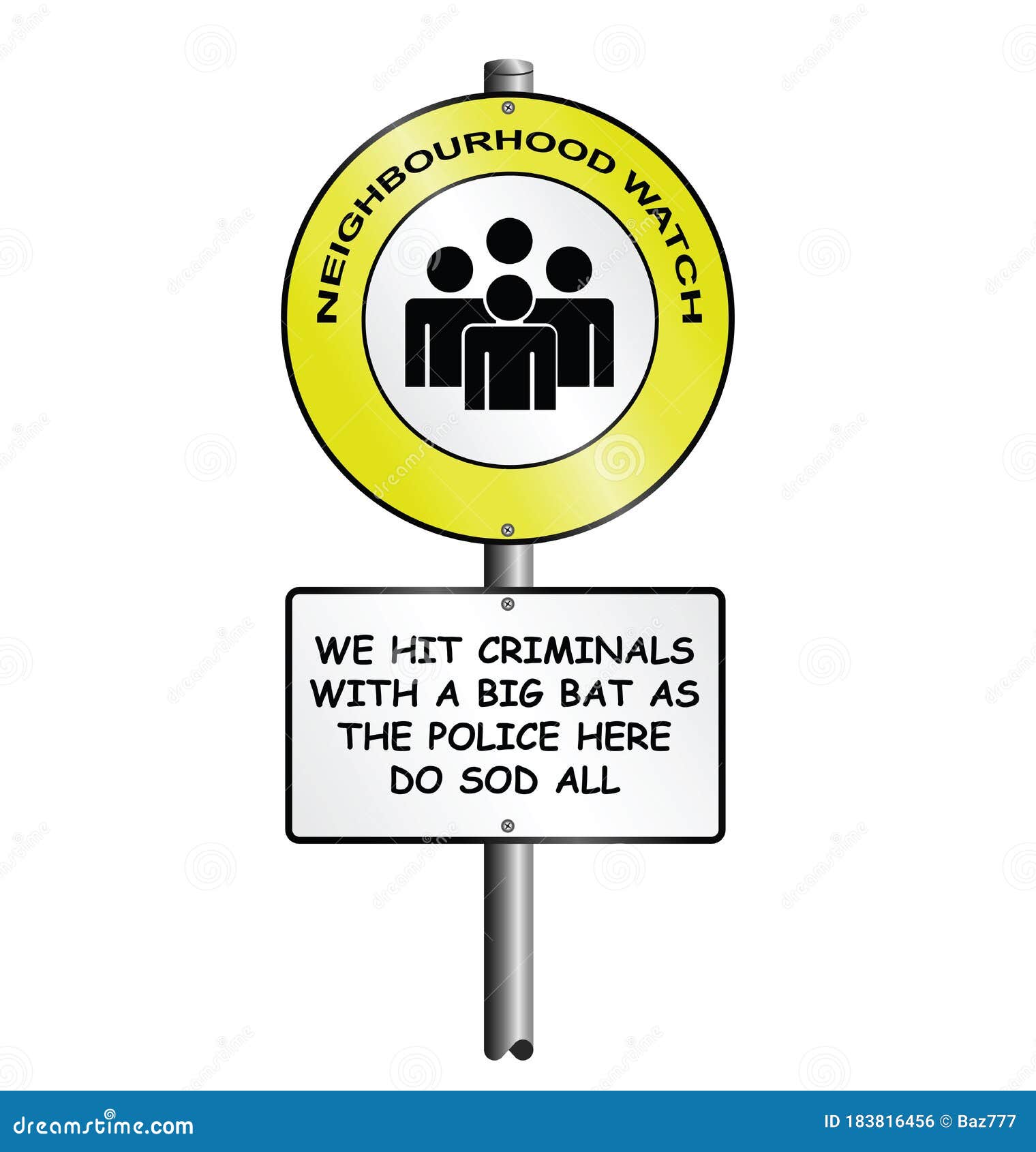 Comical Neighborhood Watch Scheme Sign Stock Vector Illustration of organisation, amusing