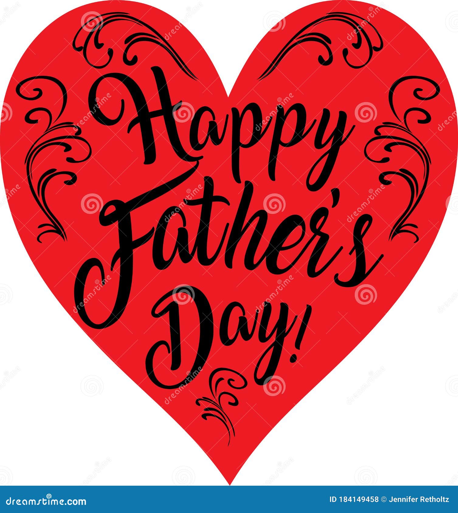 Happy Father`s Day Inside Red Heart Stock Illustration - Illustration