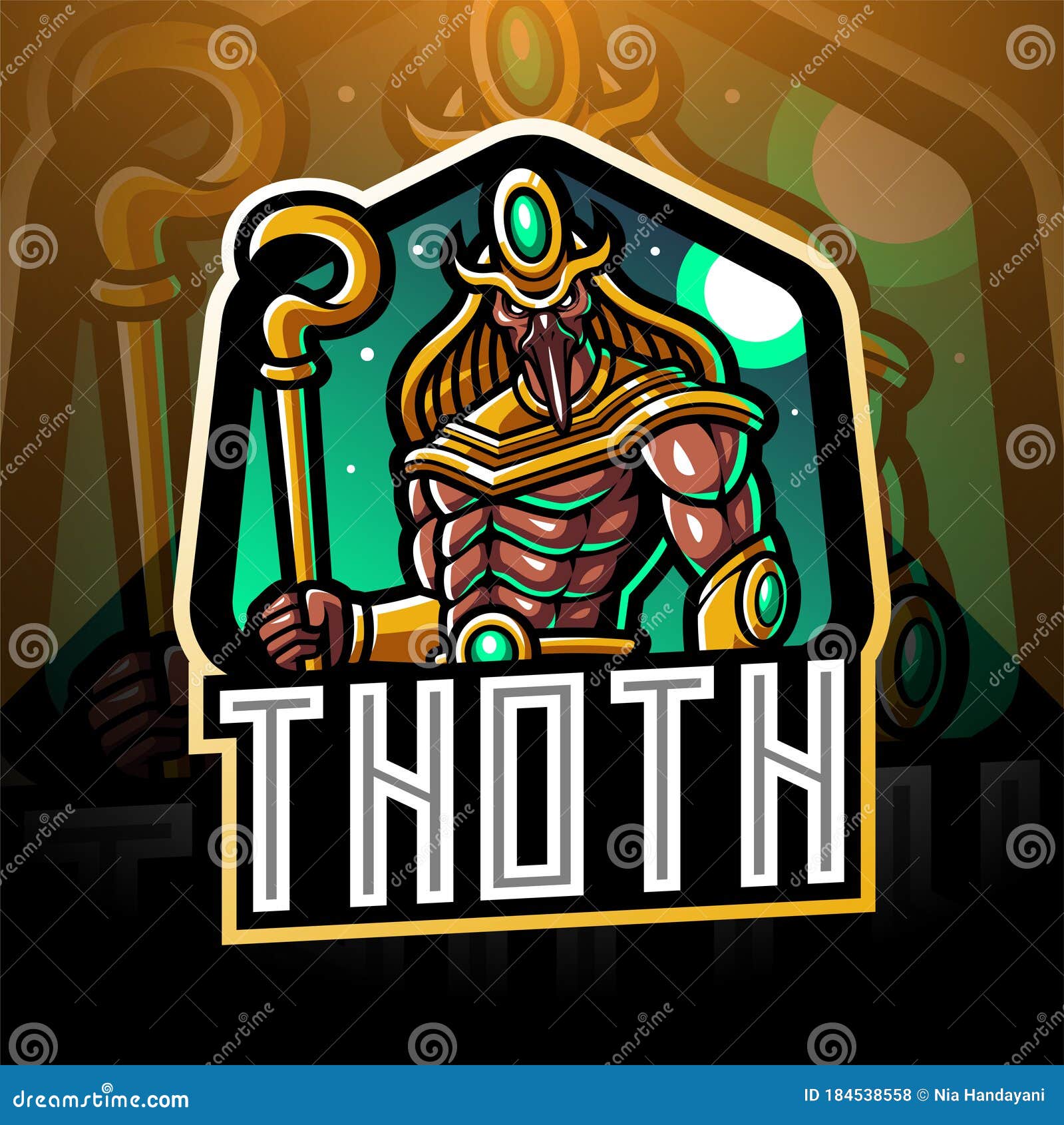 Egypt Thoth Banner Vector Illustration