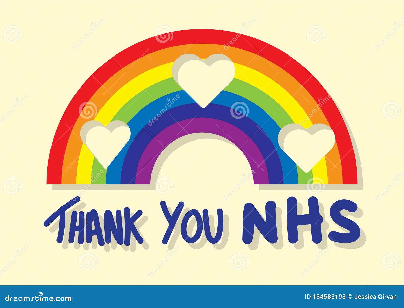 thank you nhs rainbow  with lovehearts