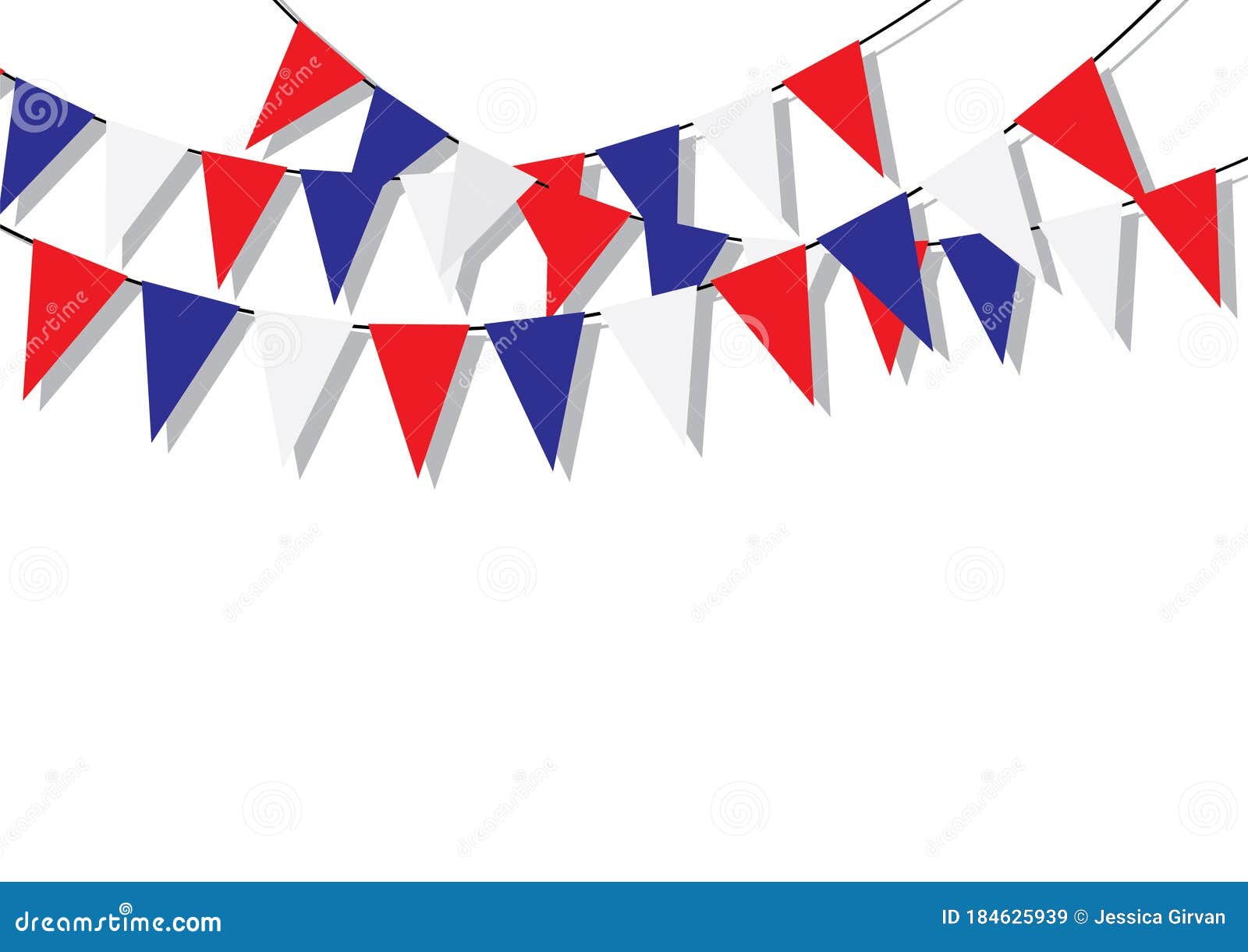 Simple Red White and Blue Party Celebration Bunting Flags Stock Vector