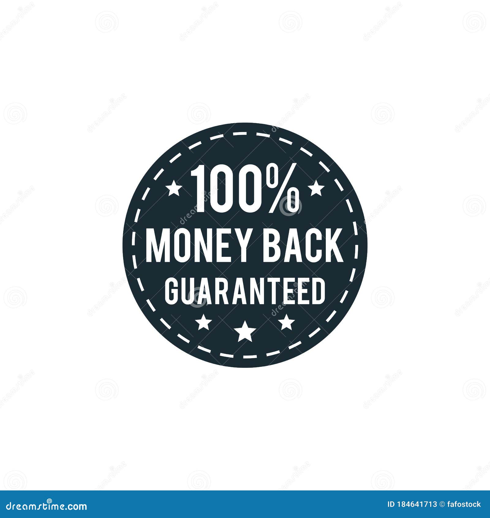 100 Money Back Guaranteed Stamp Label Design Vector Template. Stock