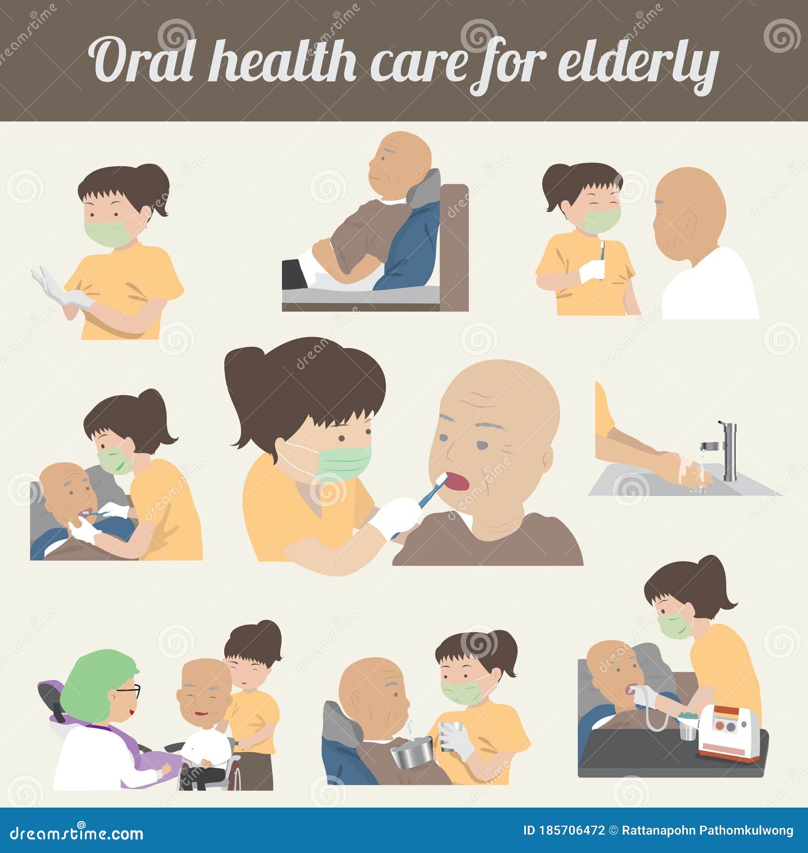 Oral Health Care for Elderly Stock Vector Illustration of teeth