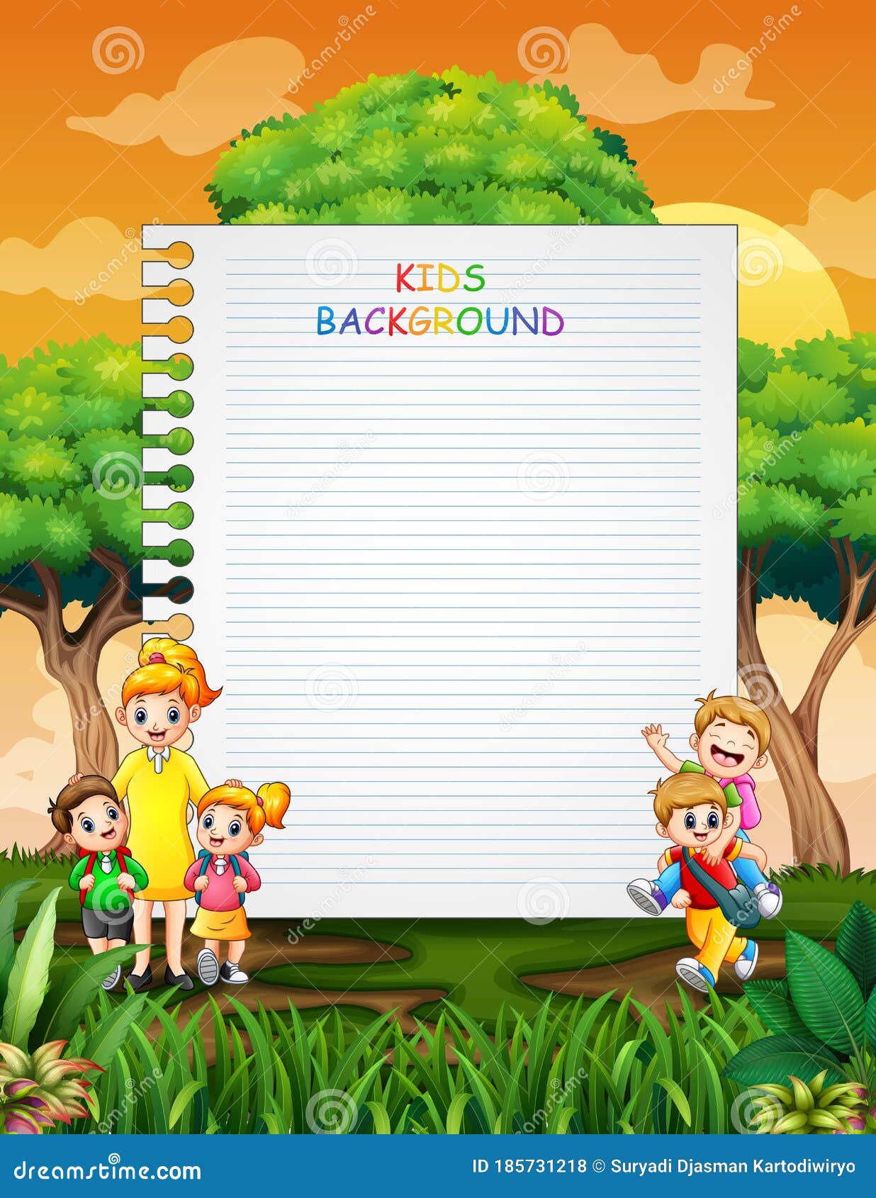 Border Template with Happy Kids Back To School Stock Vector - Illustration  of drawing, isolated: 185731218