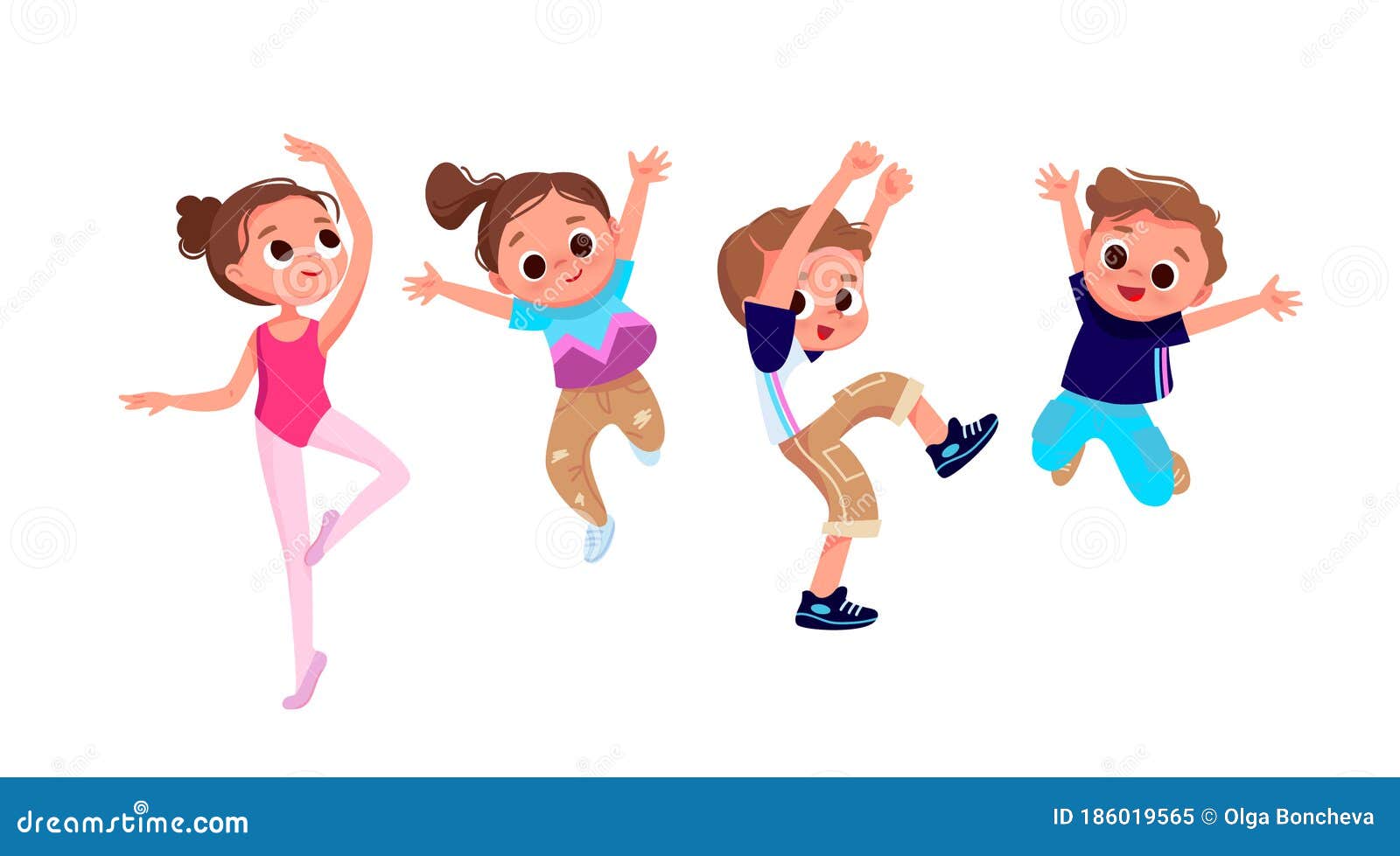 Group of Dancing Children. Creative Kids Stock Vector - Illustration of