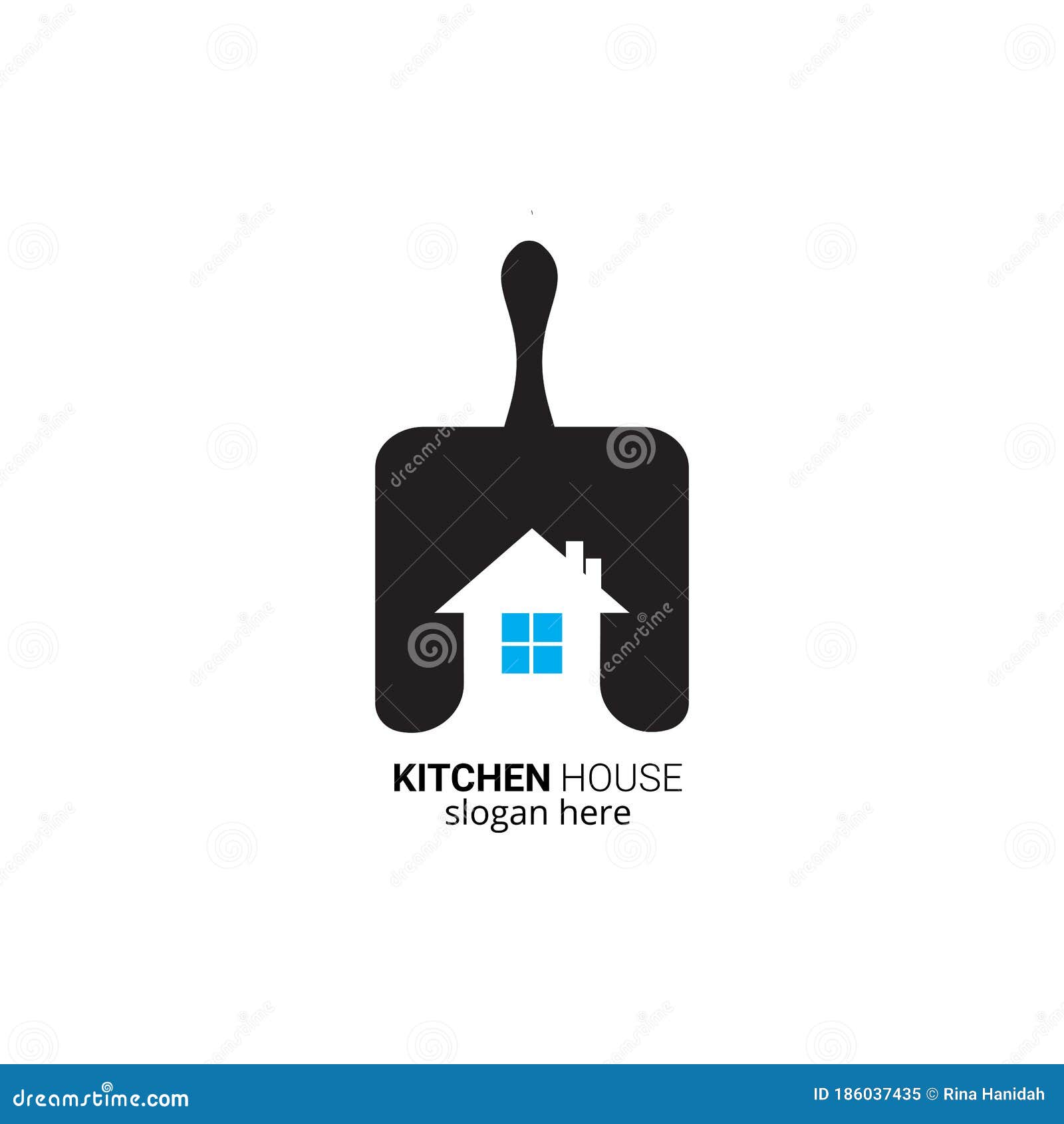 Flat Logo Kitchen House Design with a White Background Stock Vector