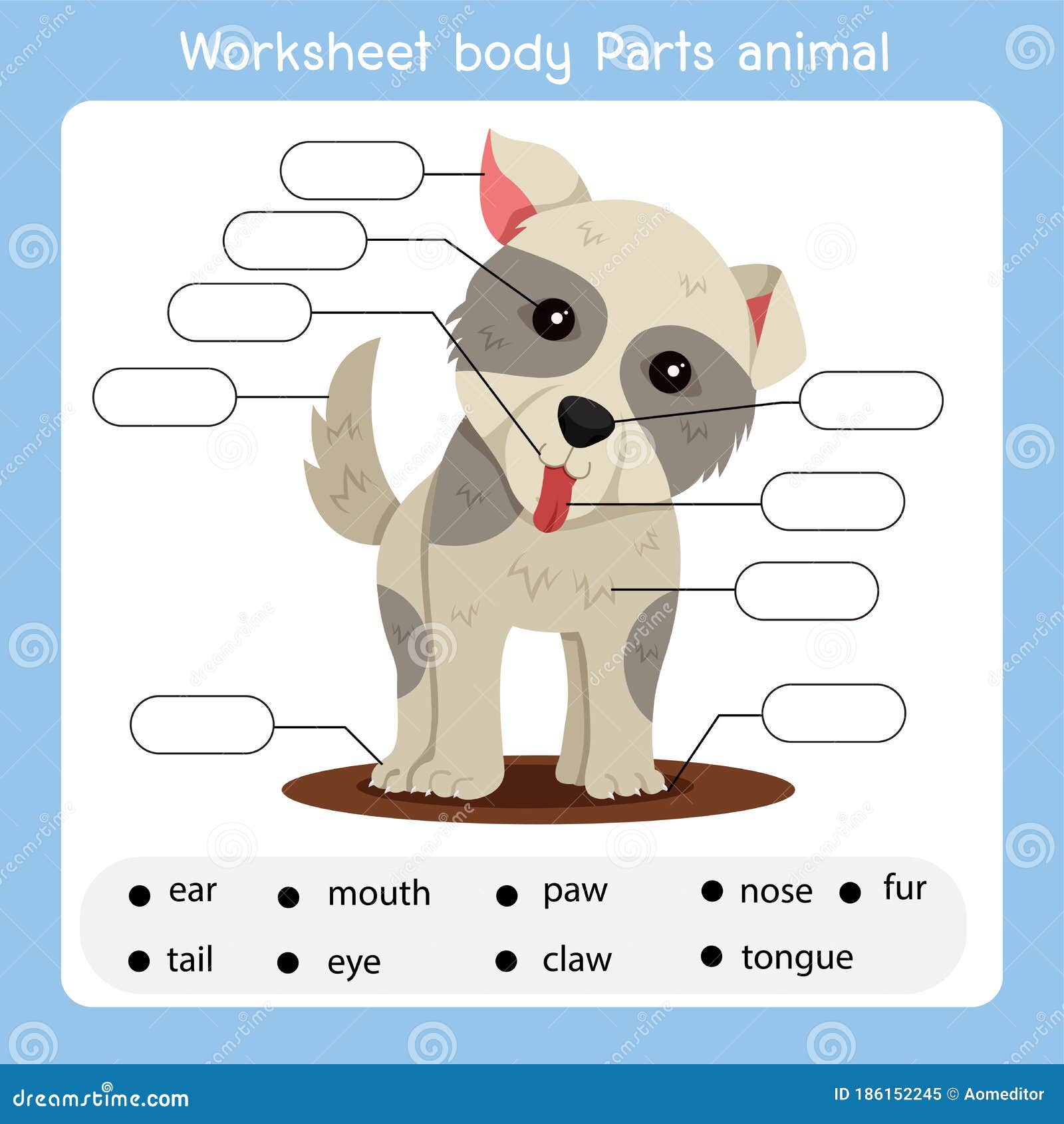 Illustrator of Worksheet Body Parts Dog Animal Stock Vector - Illustration  of word, vocabulary: 186152245
