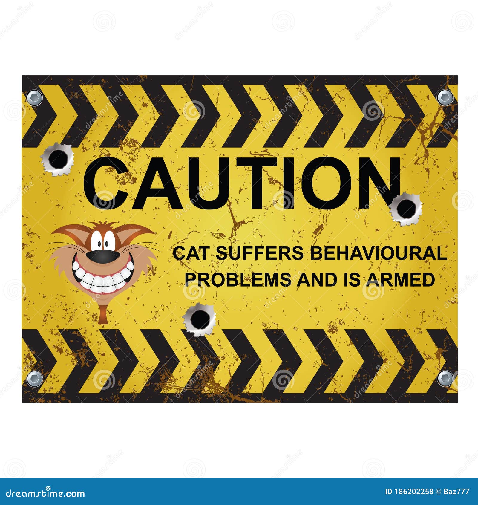 warning badly behaved cat sign