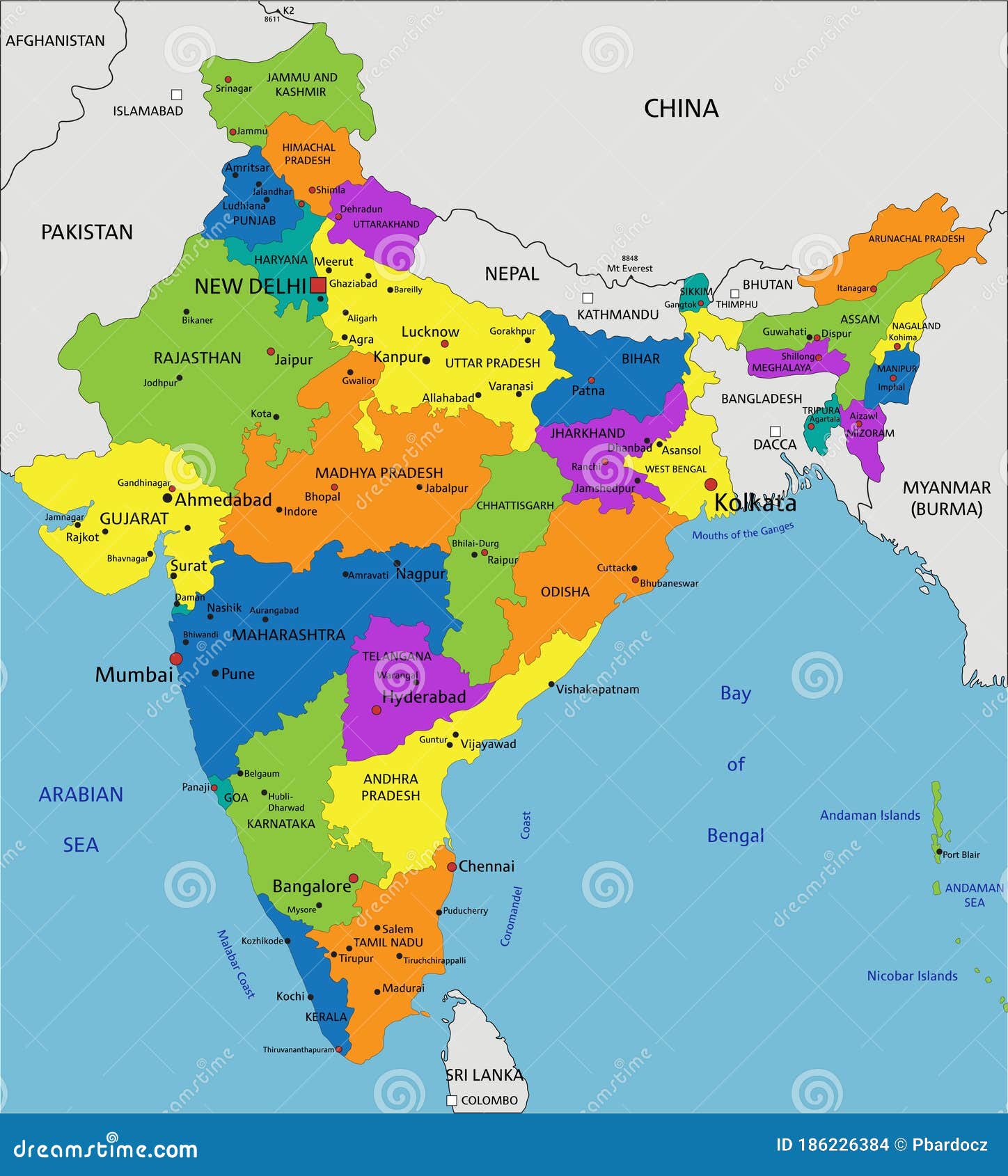 Political Map Of India In A4 Size - United States Map