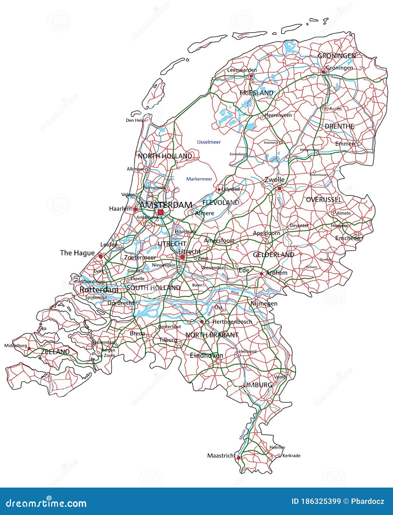 Netherlands Road and Highway Map. Stock Vector - Illustration of ...