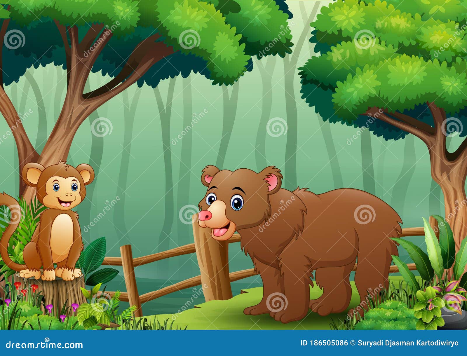 Две обезьянки и медведь мульт