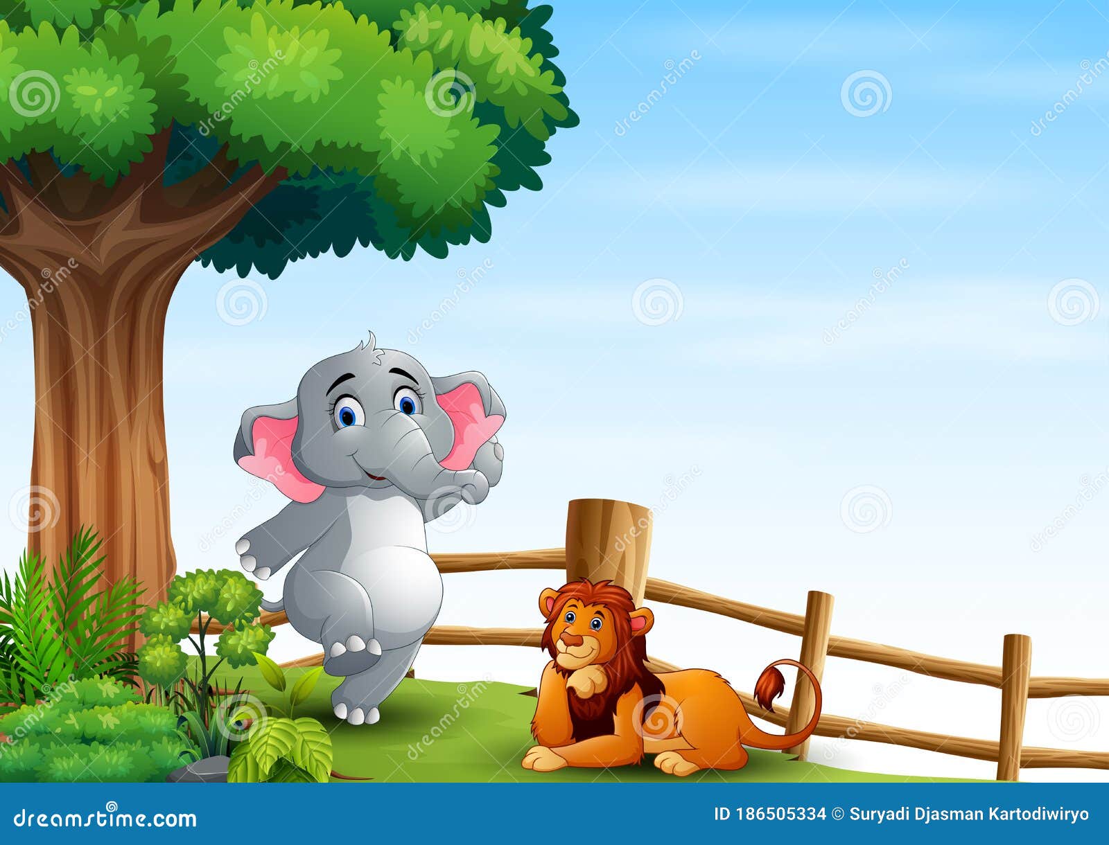 Happy a Elephant and Lion on the Hill Stock Illustration - Illustration of elephant, ground: 186505334 Happy a Elephant and Lion on the Hill Stock Illustration - Illustration of elephant, ground: 186505334