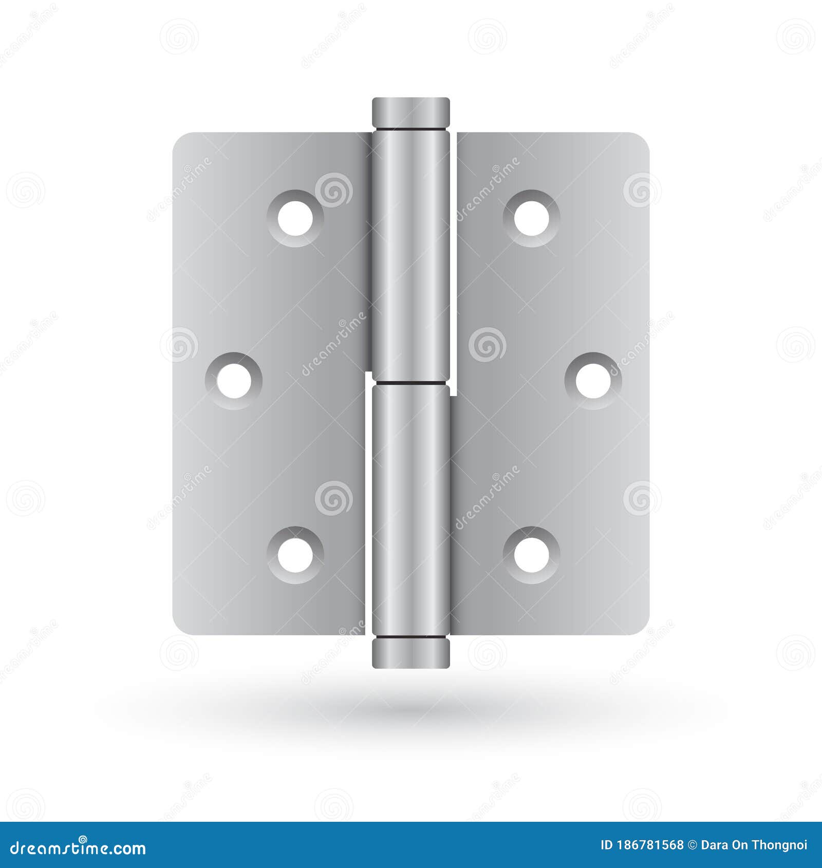 Realistic Silver Door Hinge Vector Illustration Stock Illustration