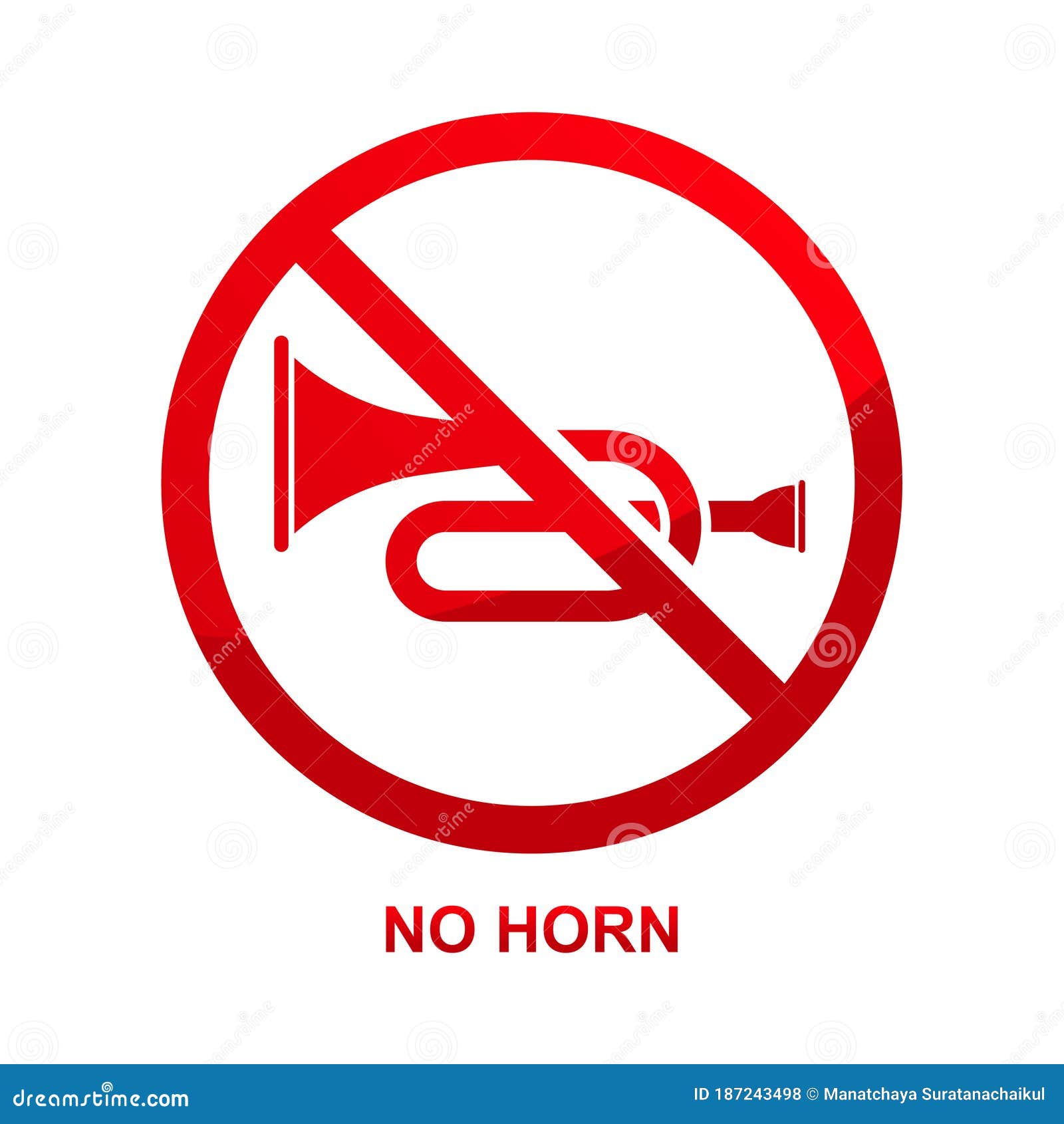 No Horn Sign Isolated on White Background Stock Illustration