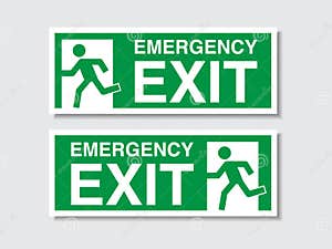 Green Emergency Exit Sign Fire Exit Sign Emergency Door Symbol 