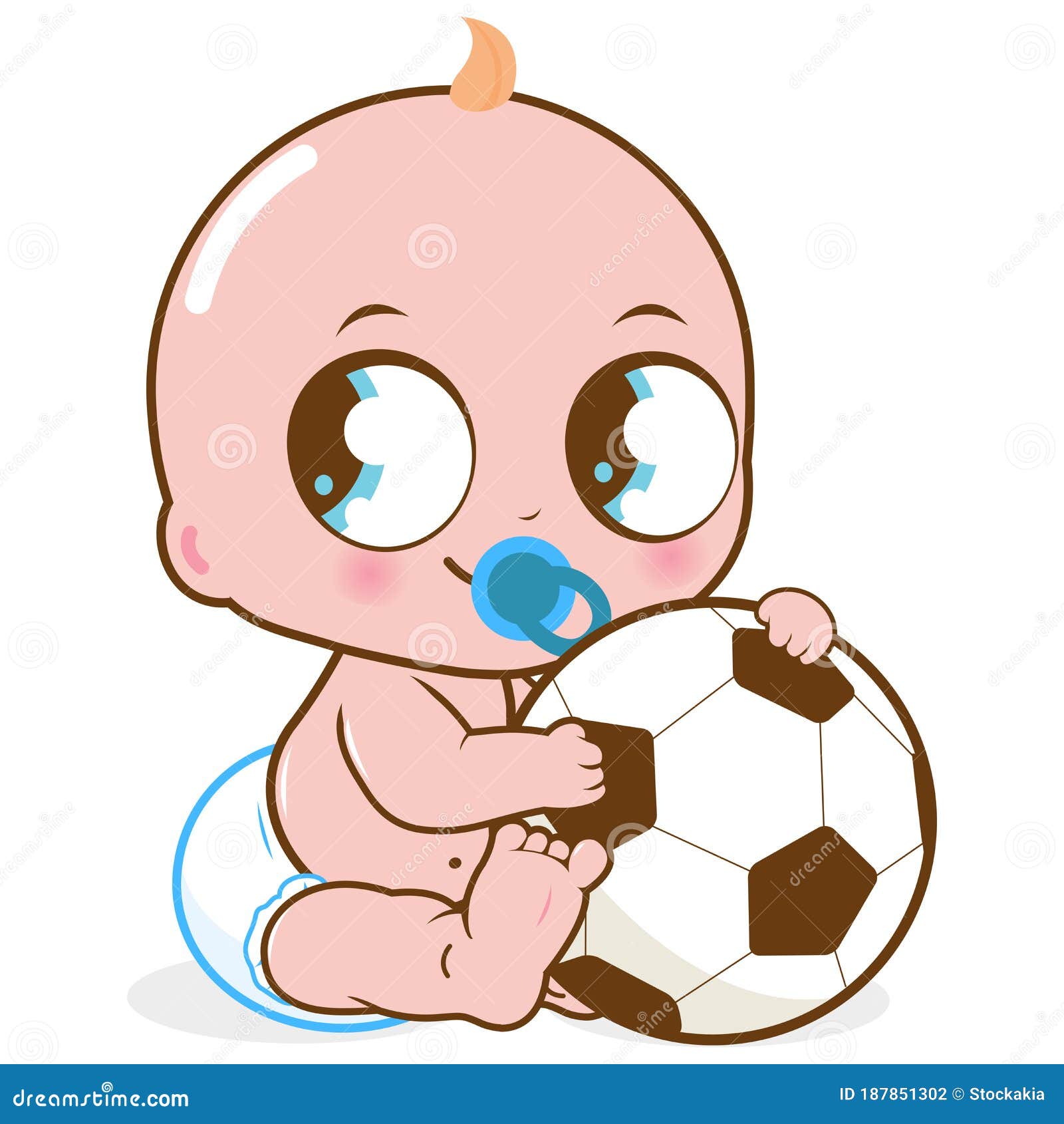 Baby Boy Playing with a Soccer Ball. Cute Little Child Toddler with