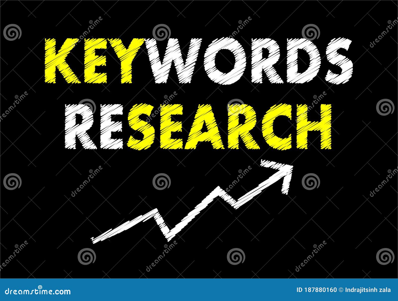 Keywords Research Writing Text on Black Chalkboard. Technology Concept Stock Vector
