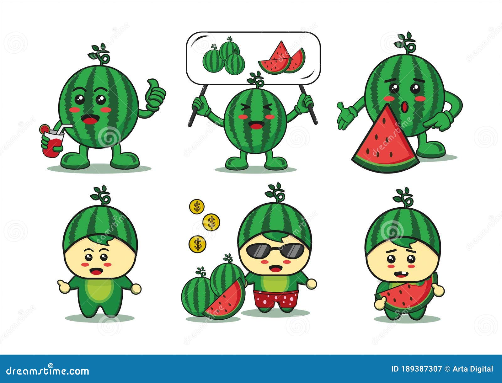 Cute Watermelon Fruit Cartoon Character Design. Mascot Illustration Design Stock Vector - Illustration of berry, cute: 189387307 Cute Watermelon Fruit Cartoon Character Design. Mascot Illustration Design Stock Vector - Illustration of berry, cute: 189387307