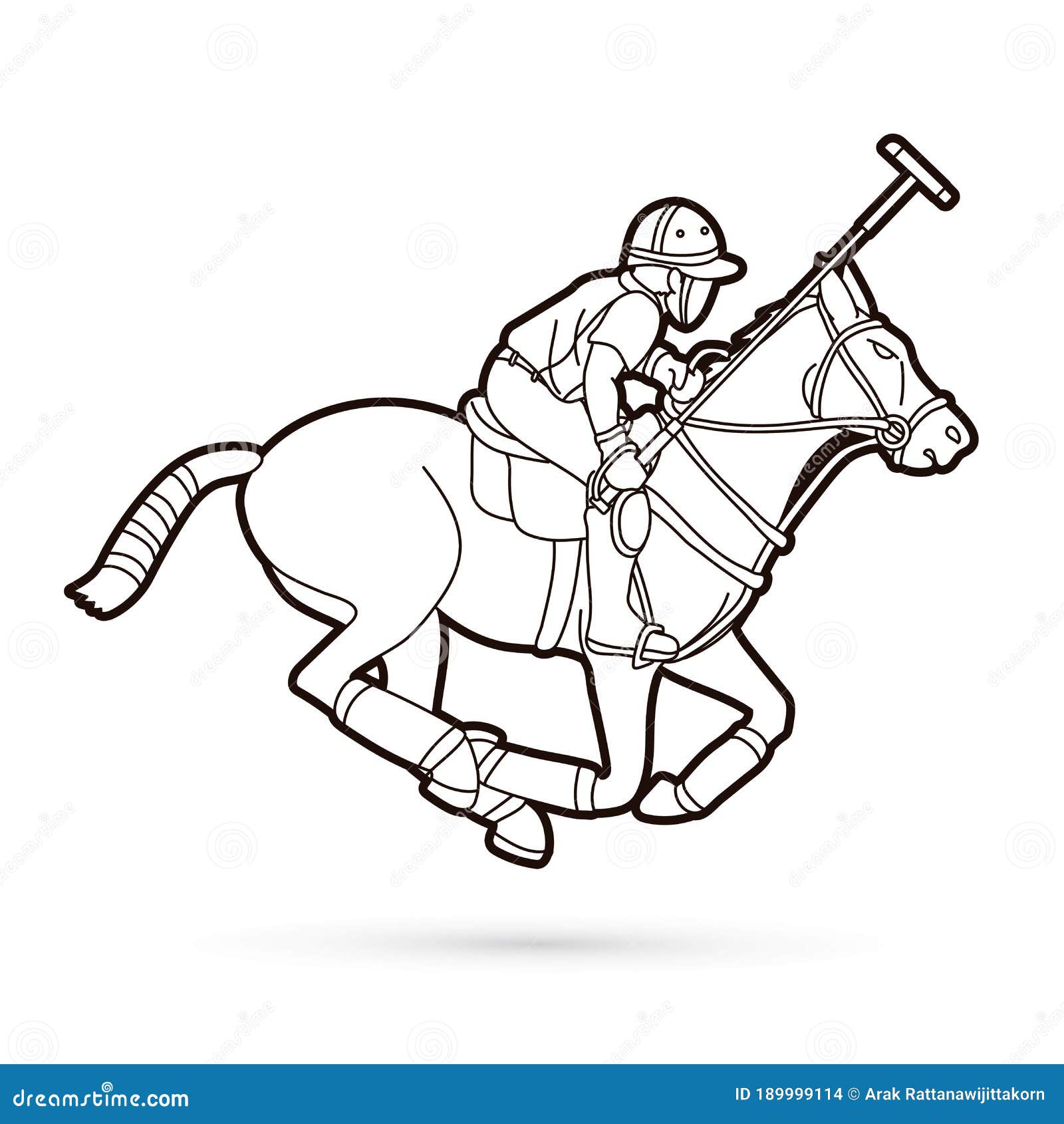 Polo Horse Players Action Sport Cartoon Graphic Vector. Stock Vector