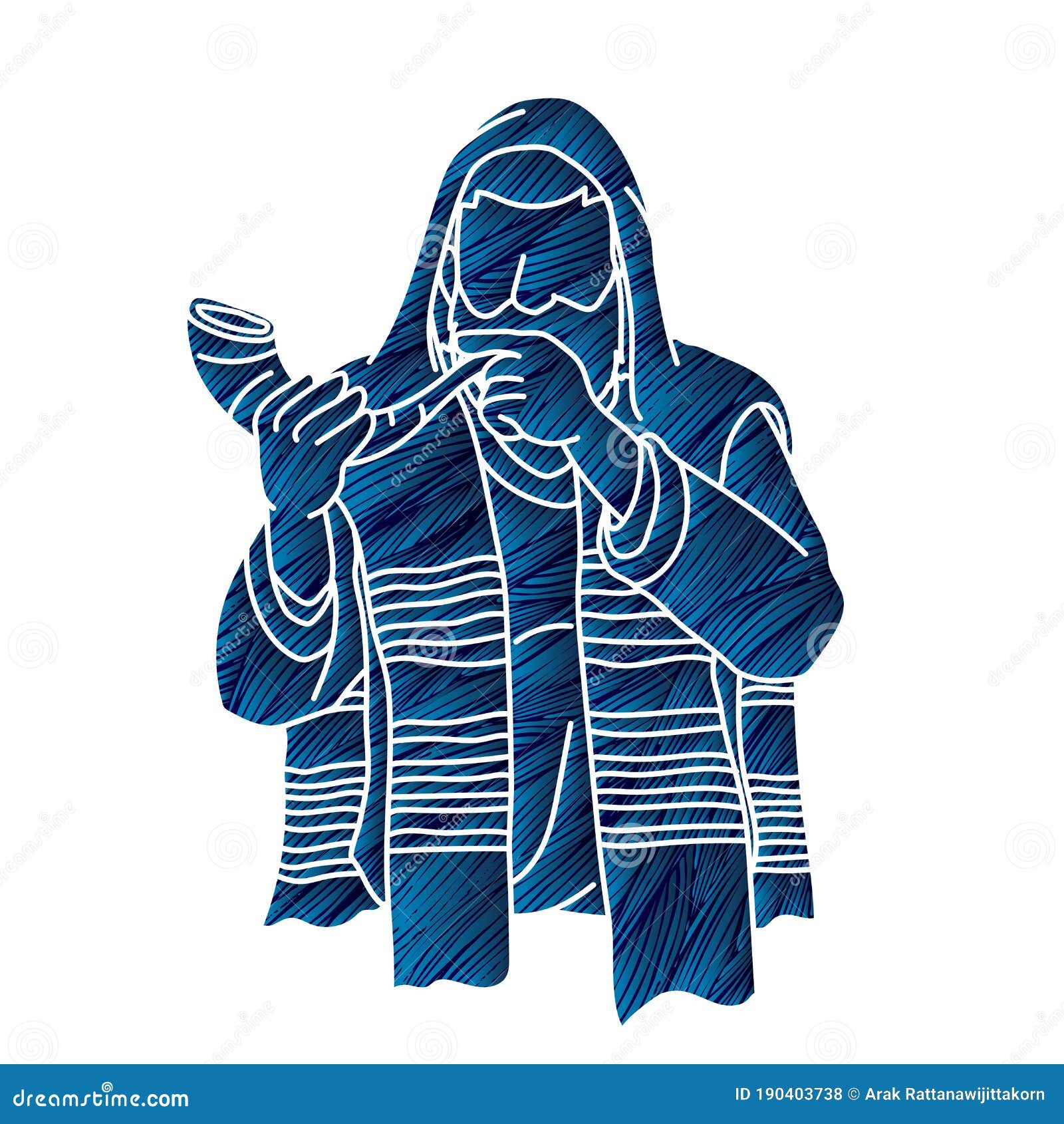 Jewish Blowing the Shofar Horn Cartoon Graphic Vector Stock Vector