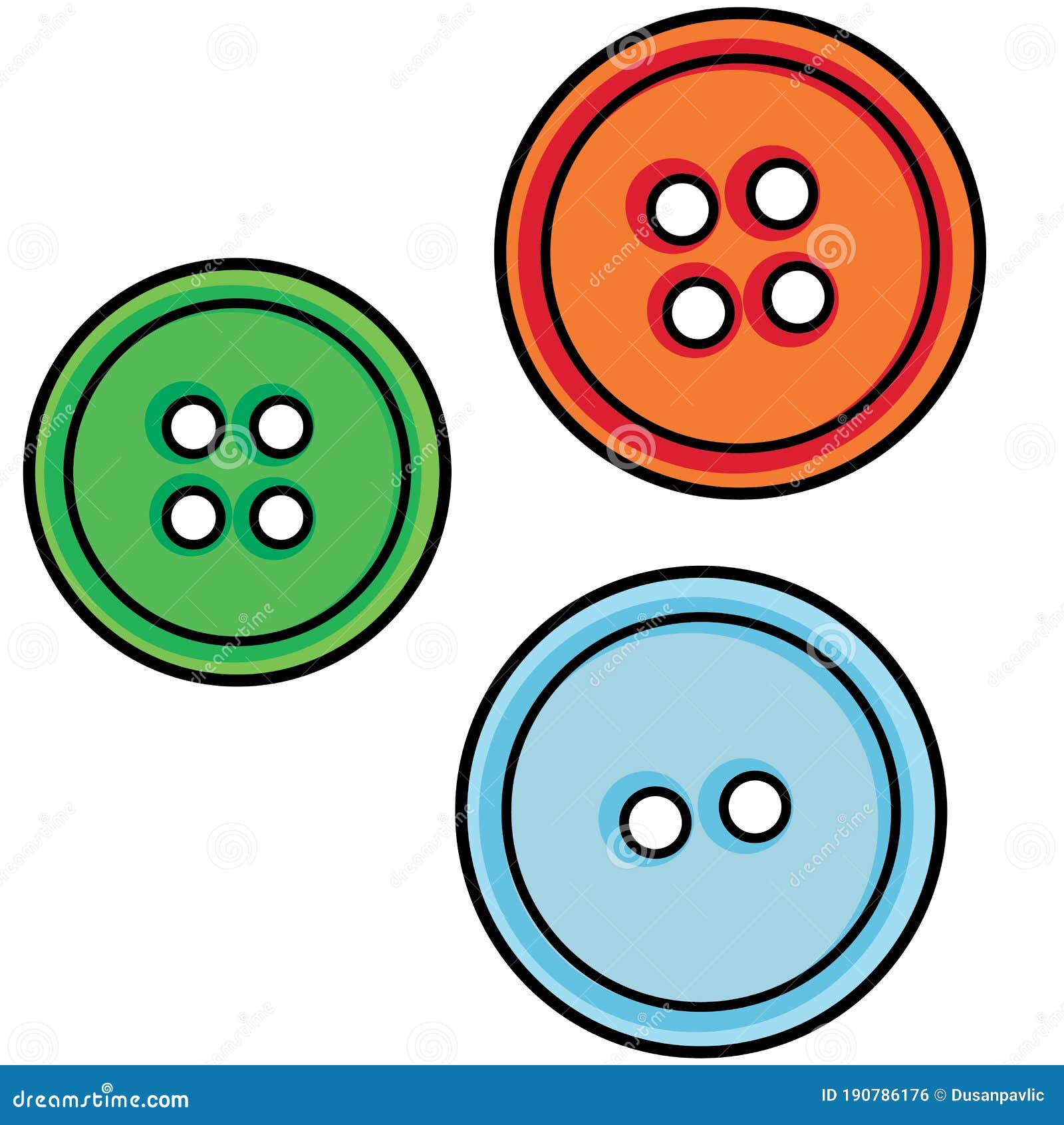 Three Multicoloured Buttons in a Triangular Arrangement Stock Vector ...