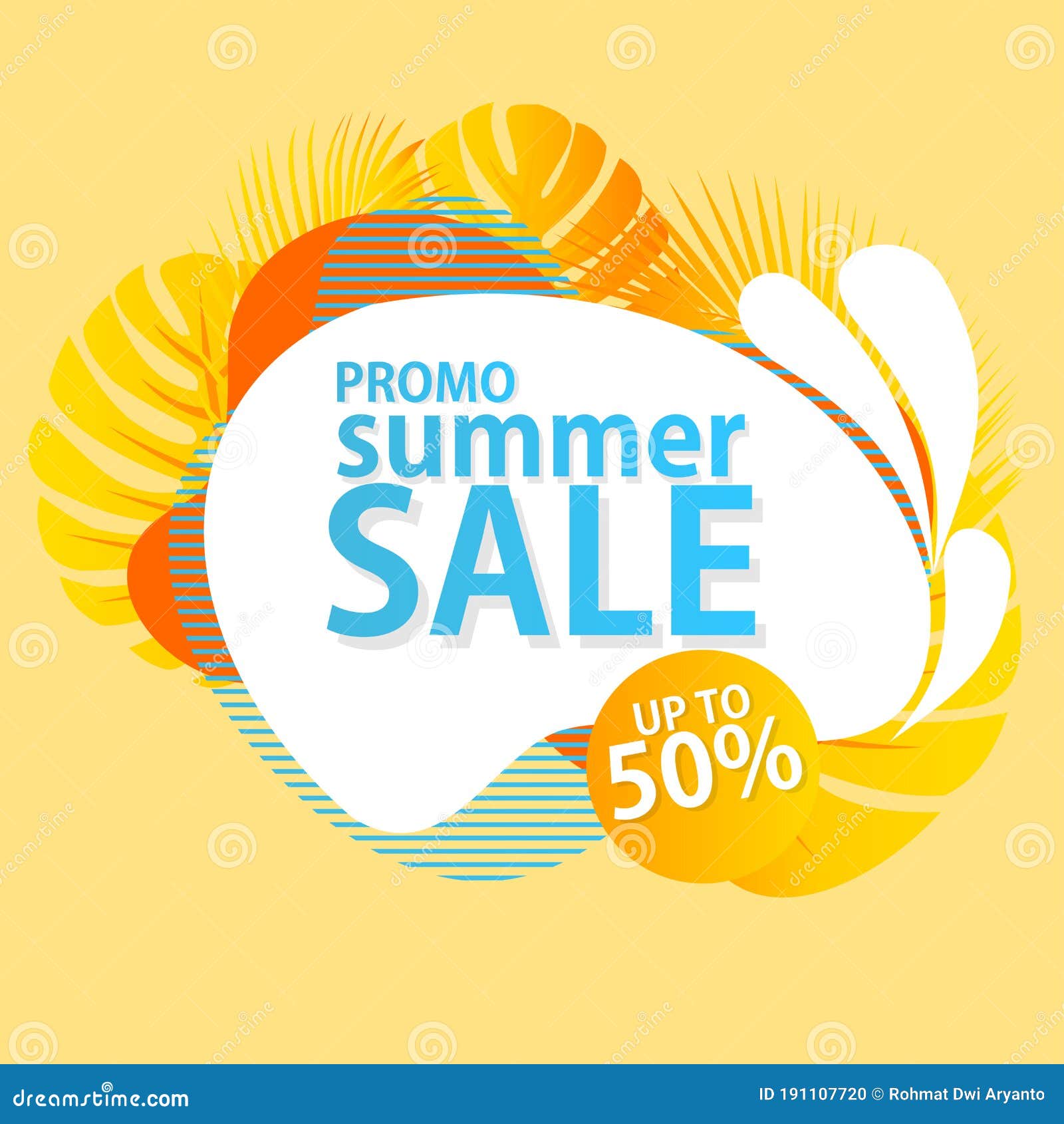 Abstract Liquid Shape with Tropical Leaf Promo Summer Sale Poster
