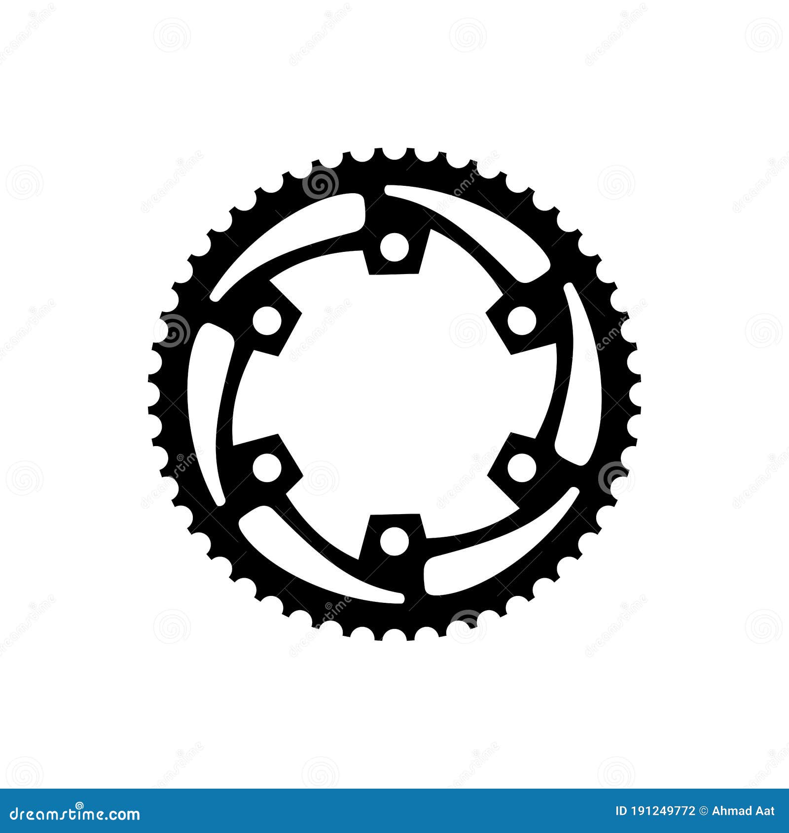 PrintSimple Flat Monochrome Bicycle Sprocket Icon. Chainrings, Bike